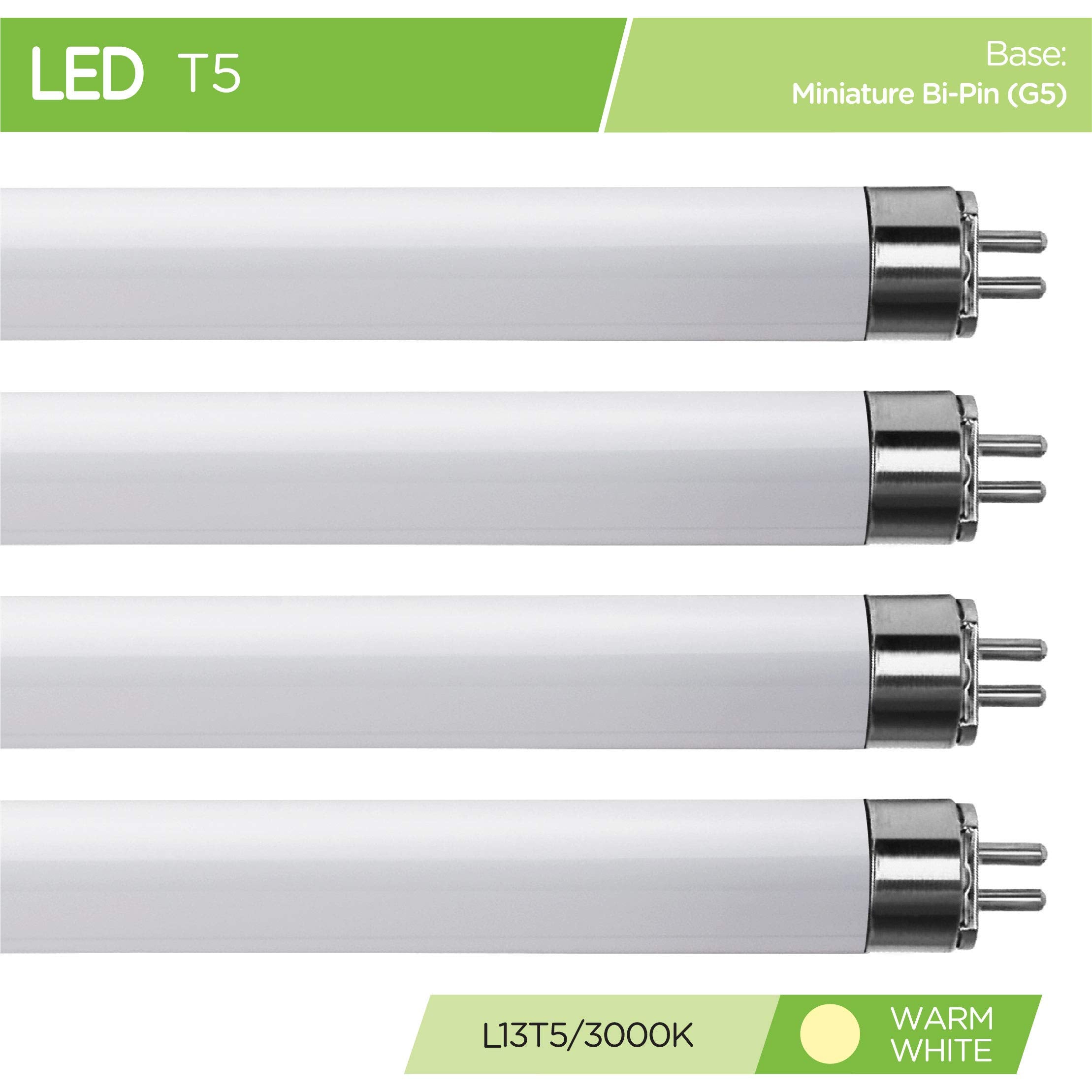 Kor (Pack Of 4) Led Direct Replacement T5/Ww - T5 3000K Warm White - 9 Watt - 21'' - 900 Lumens - Super Long-Life Light Bulbs No
