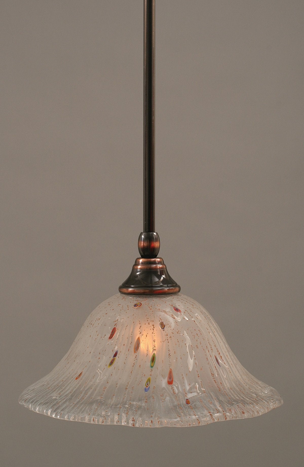 Toltech Lighting 23-Bc-731 10-Inch Stem Mini-Pendant Light Black Copper Finish With Frosted Crystal Glass