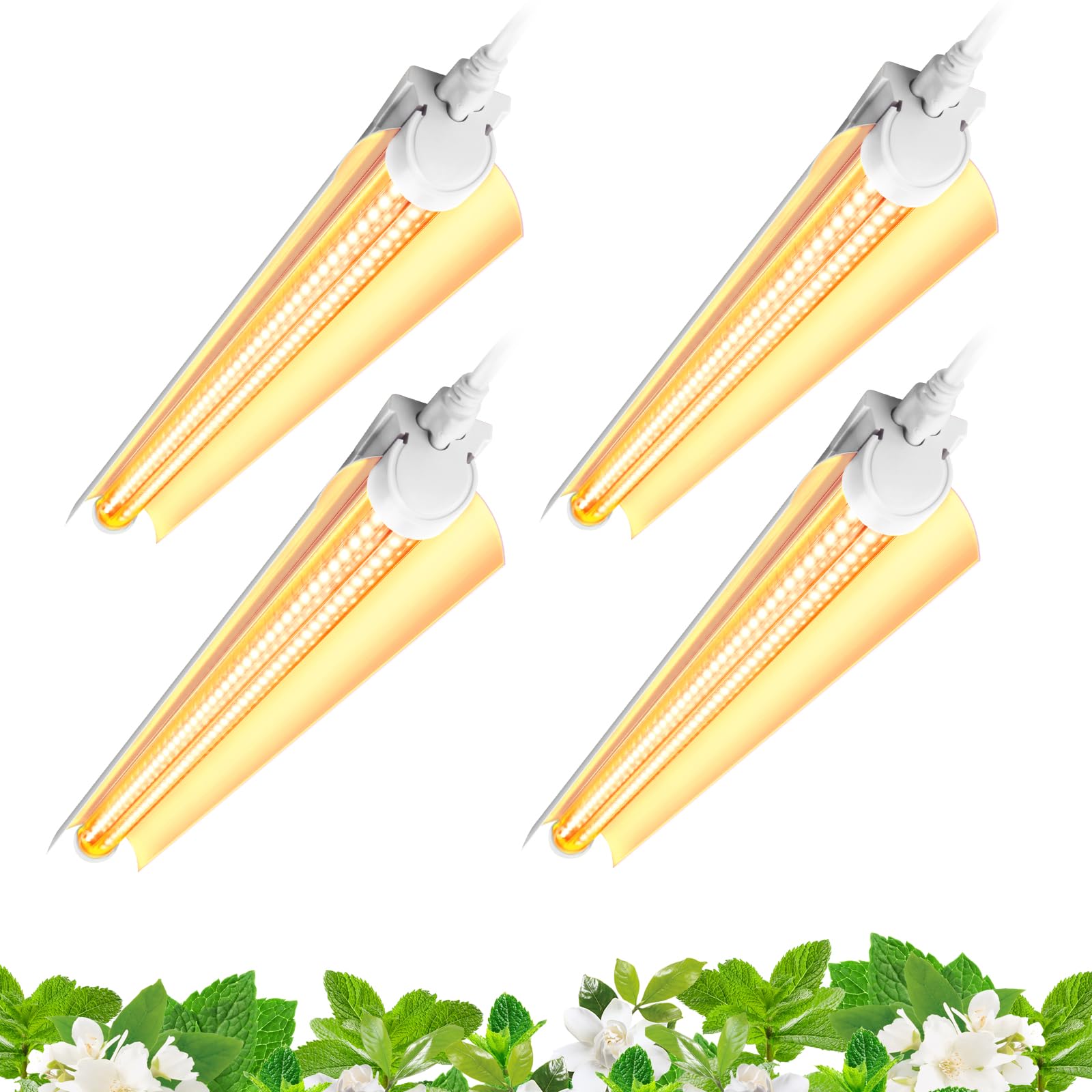 Barrina LED Grow Light Bulb, Full Spectrum, 96W (4 x 24W), 2FT V-Shape T8, Aluminum, Yellow, Model INWT80240665H