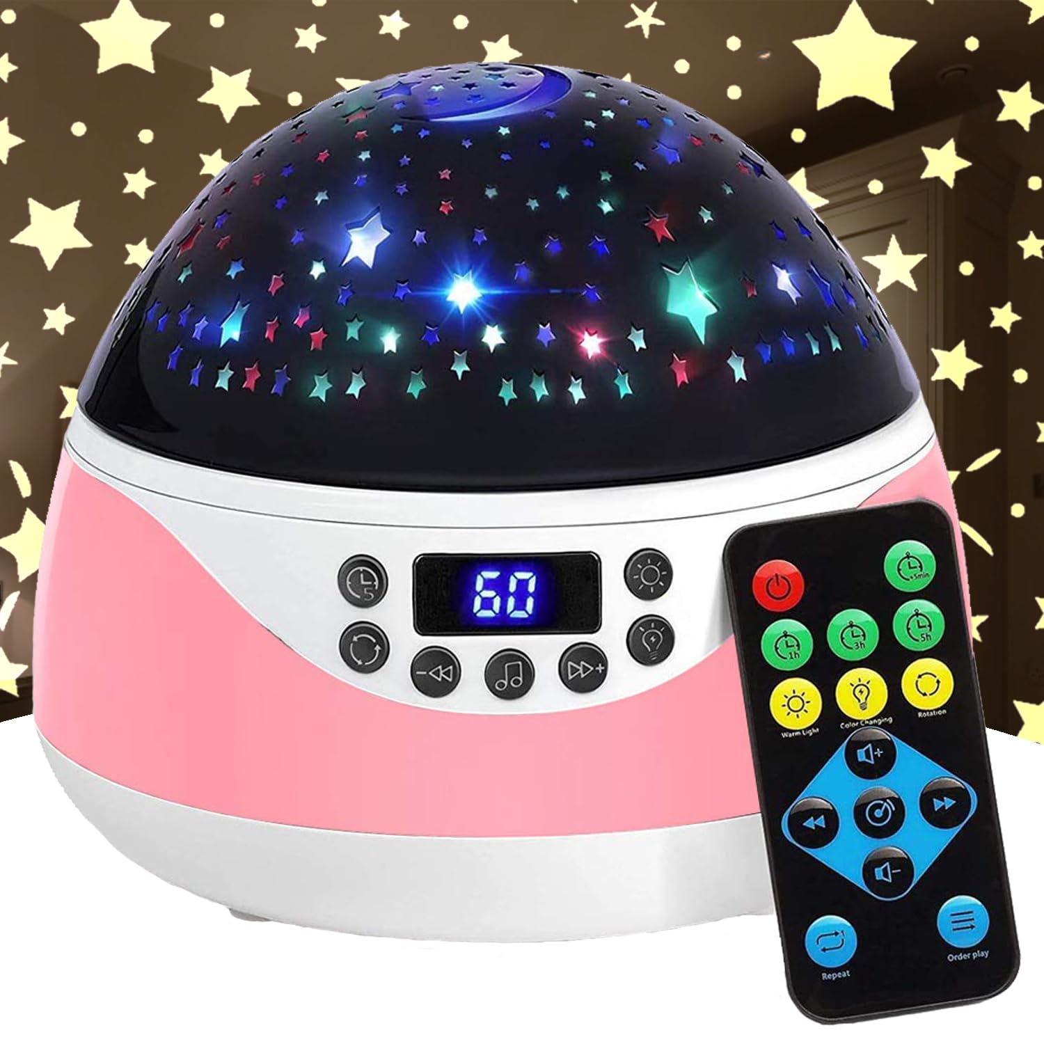 RTOSY Star Projector Night Light for Kids with Music & Timer, Baby Sleep Soothing Remote Control Music Projection Night Light, G