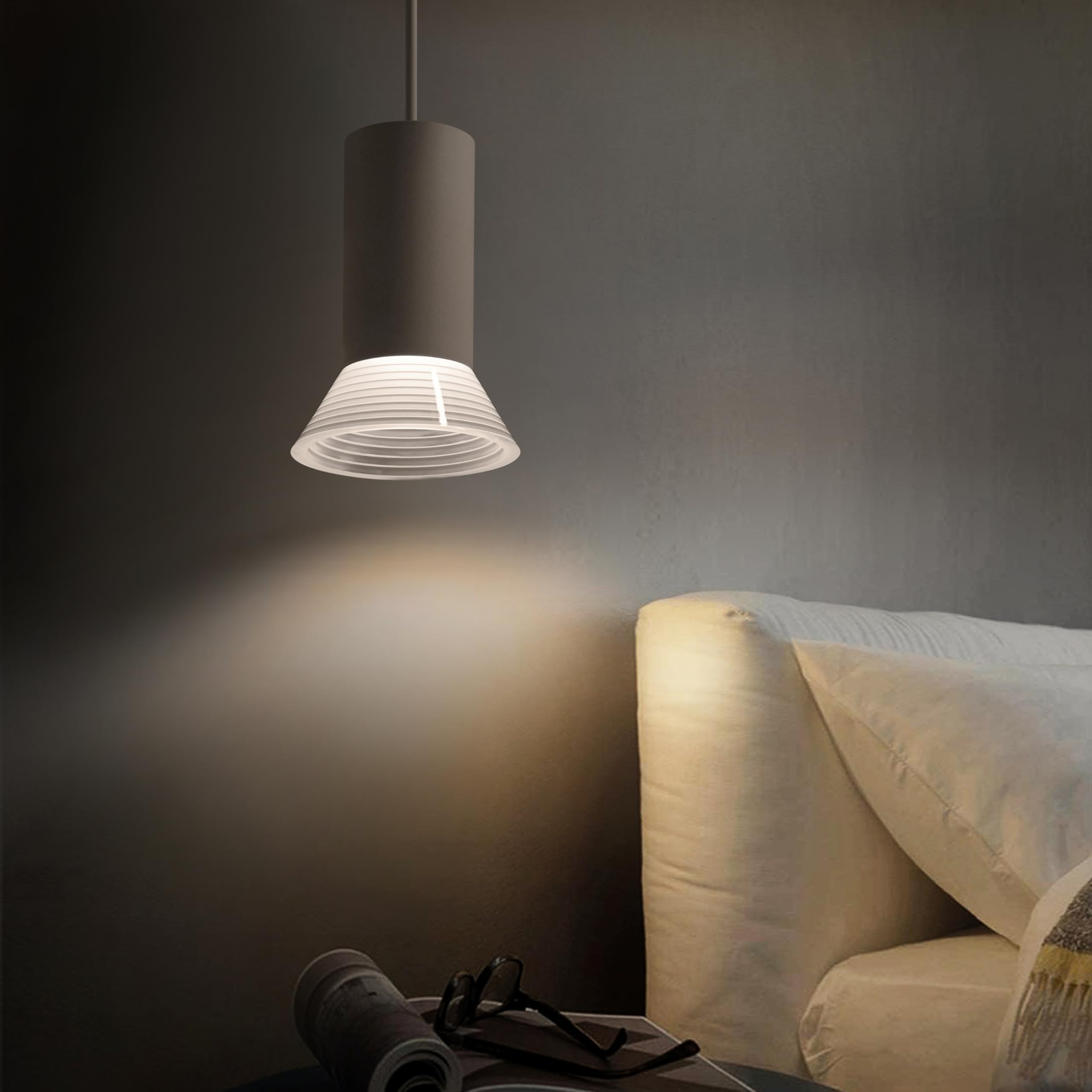 White Pendant Light,Modern Hanging Bedside Lamp,Kitchen Island Pendant Lighting With Acrylic And Aluminum Lampshade,Small Pendan