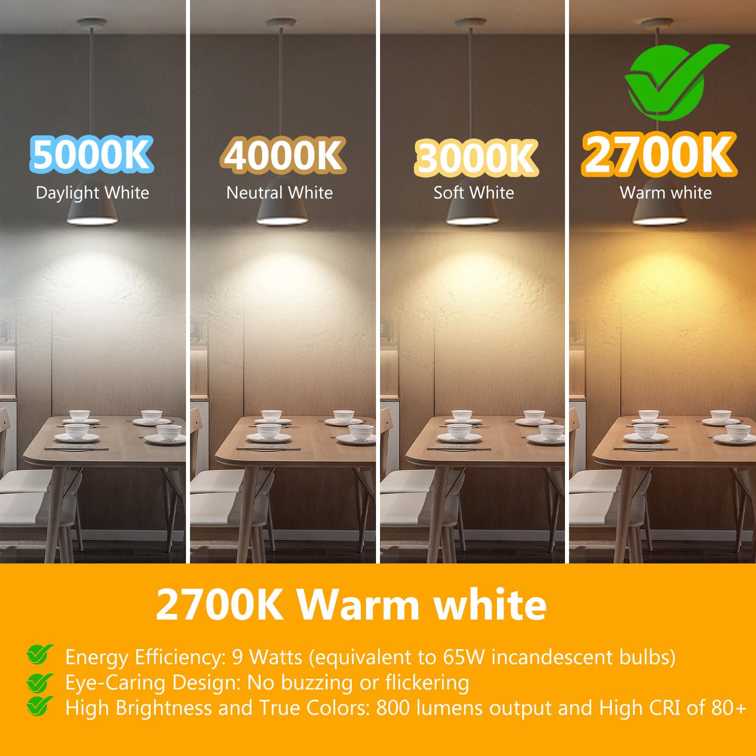 Dalattin 12 Pack Br30 Led Bulbs 65W Equivalent, Dimmable Indoor Flood Lights Bulb, E26 Base, 2700K Warm White, 9W, 800 Lm, Reces