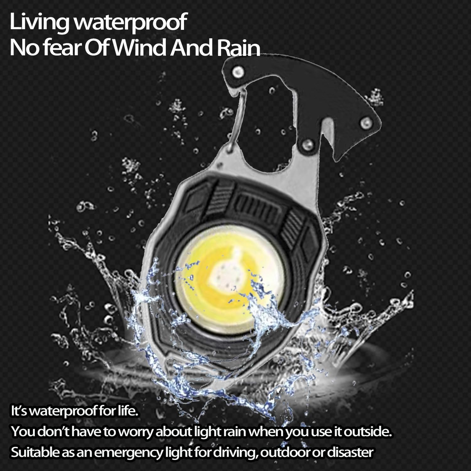 Cob Keychain Work Light Keychain Flashlights 7 Light Modes 1600Lumen,Portable Usb Rechargeable Cob Work Light Emergency Light Wi