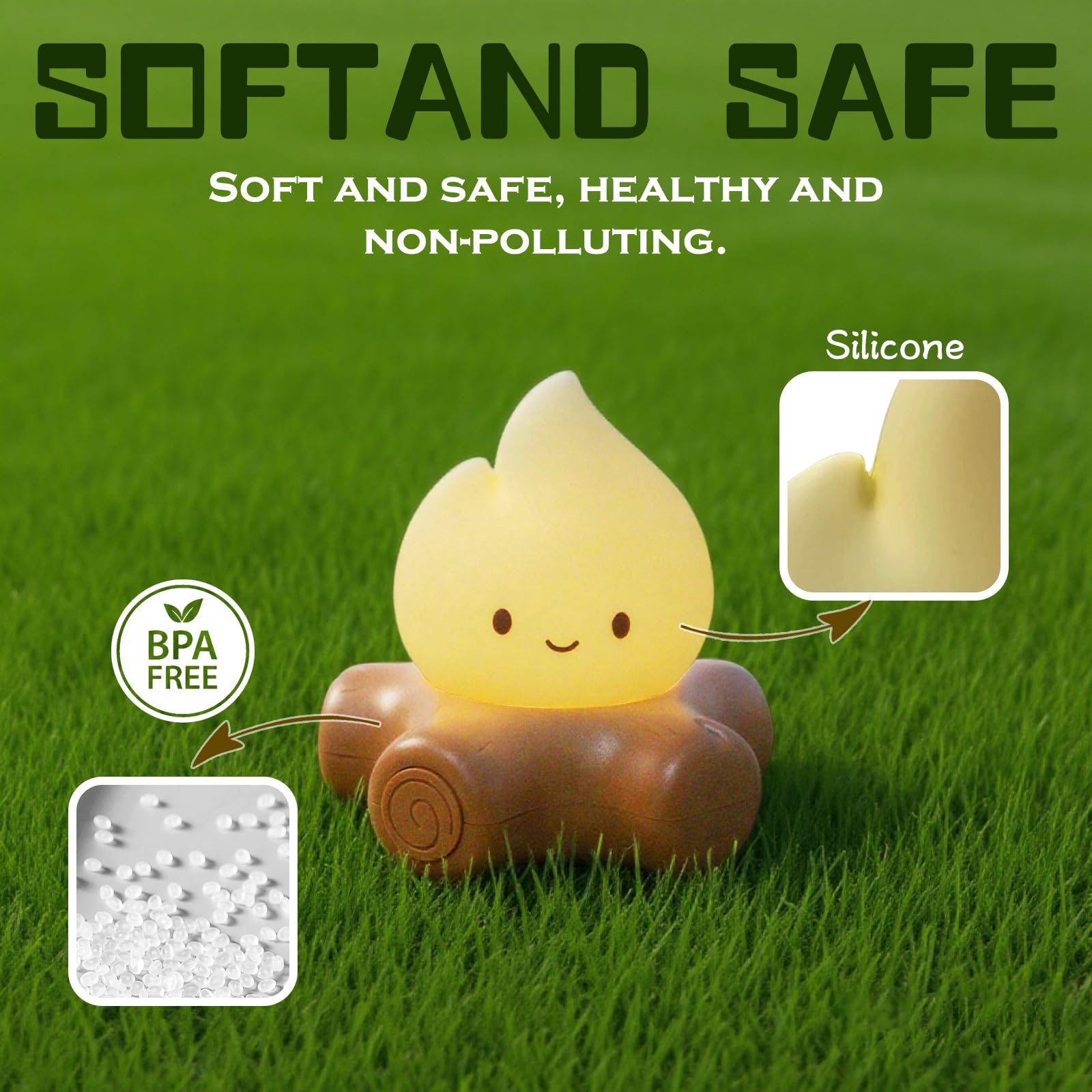 HPYDIY Cute compatible with Campfire Lamp, Rechargeable Night Light, Flickering Mode, Small Bonfire-Basic, Silicone, Model YD