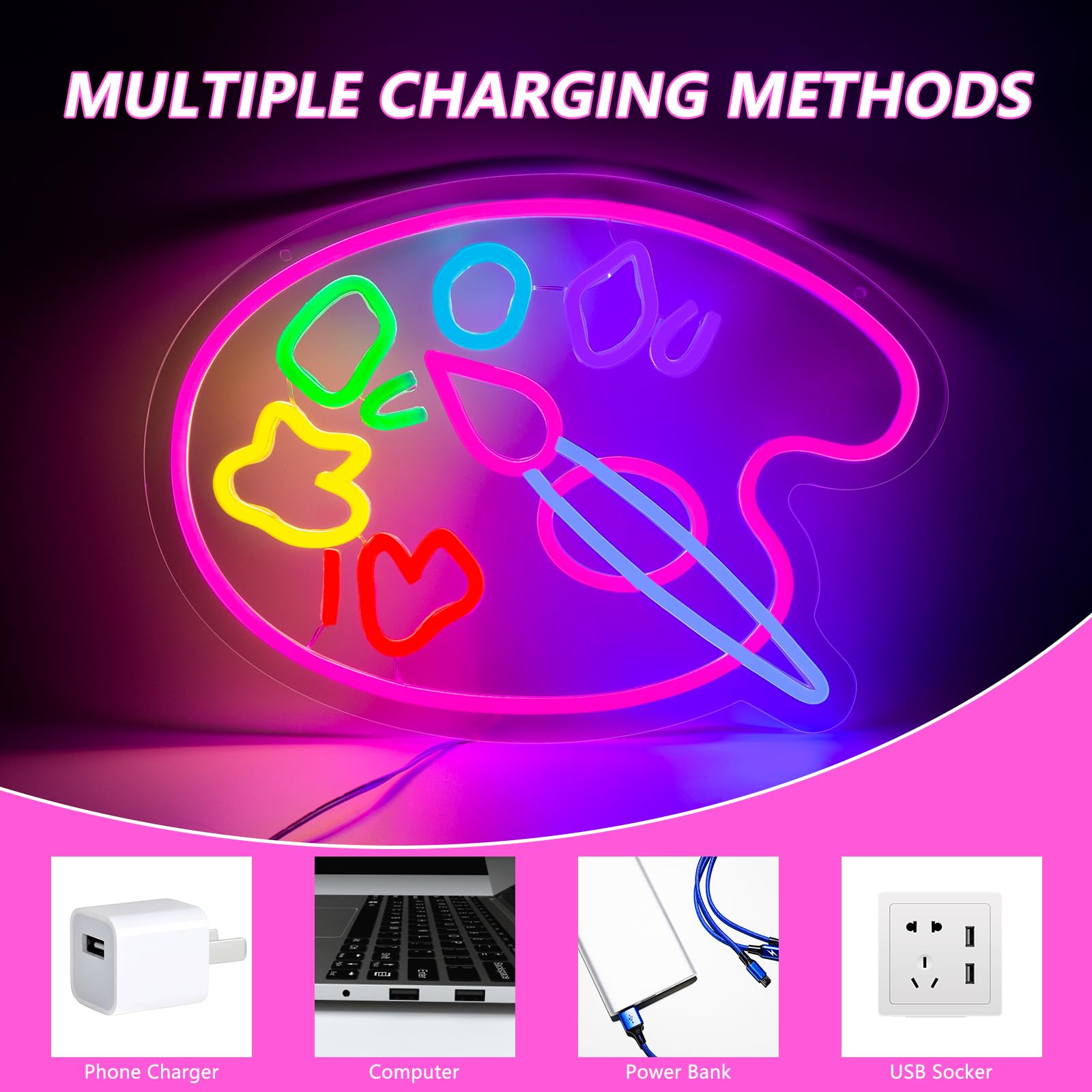 Moodlion Neon Sign - discomfort-reducingt Palette Wall Decor LED Light, 15.8*11.5 IN, Pink, Model JMNH00031-discomfort-reducingT, Aesthetic Room Accessories
