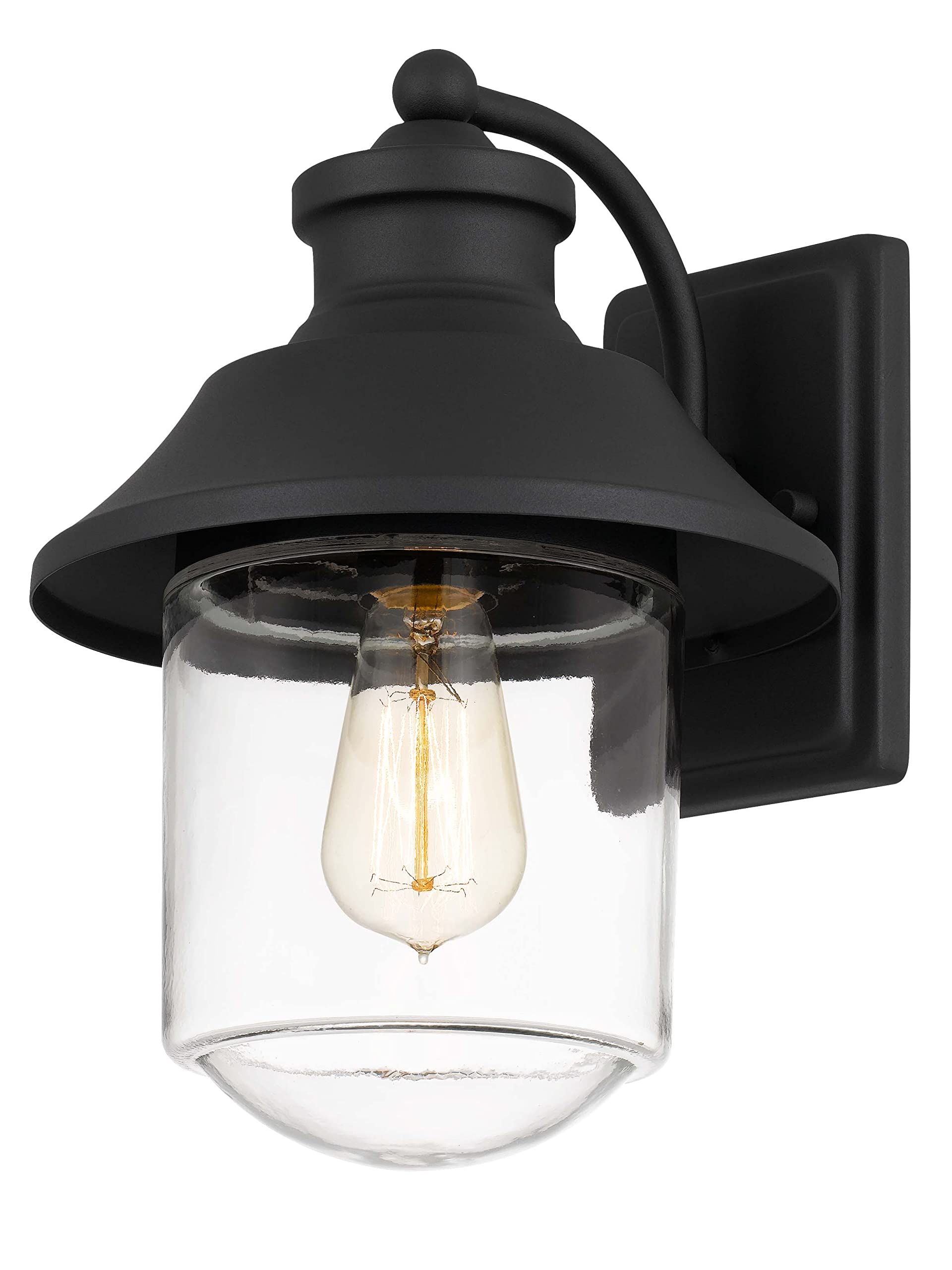 Tawson Abel Outdoor Wall 1-Lights Exterior 9.8&quot; W Lantern Fixtures With Clear Glass Shade Cylinder, Matte Black Wall Sconce, Weather Resistant For Entryway, Doorway, Corridor