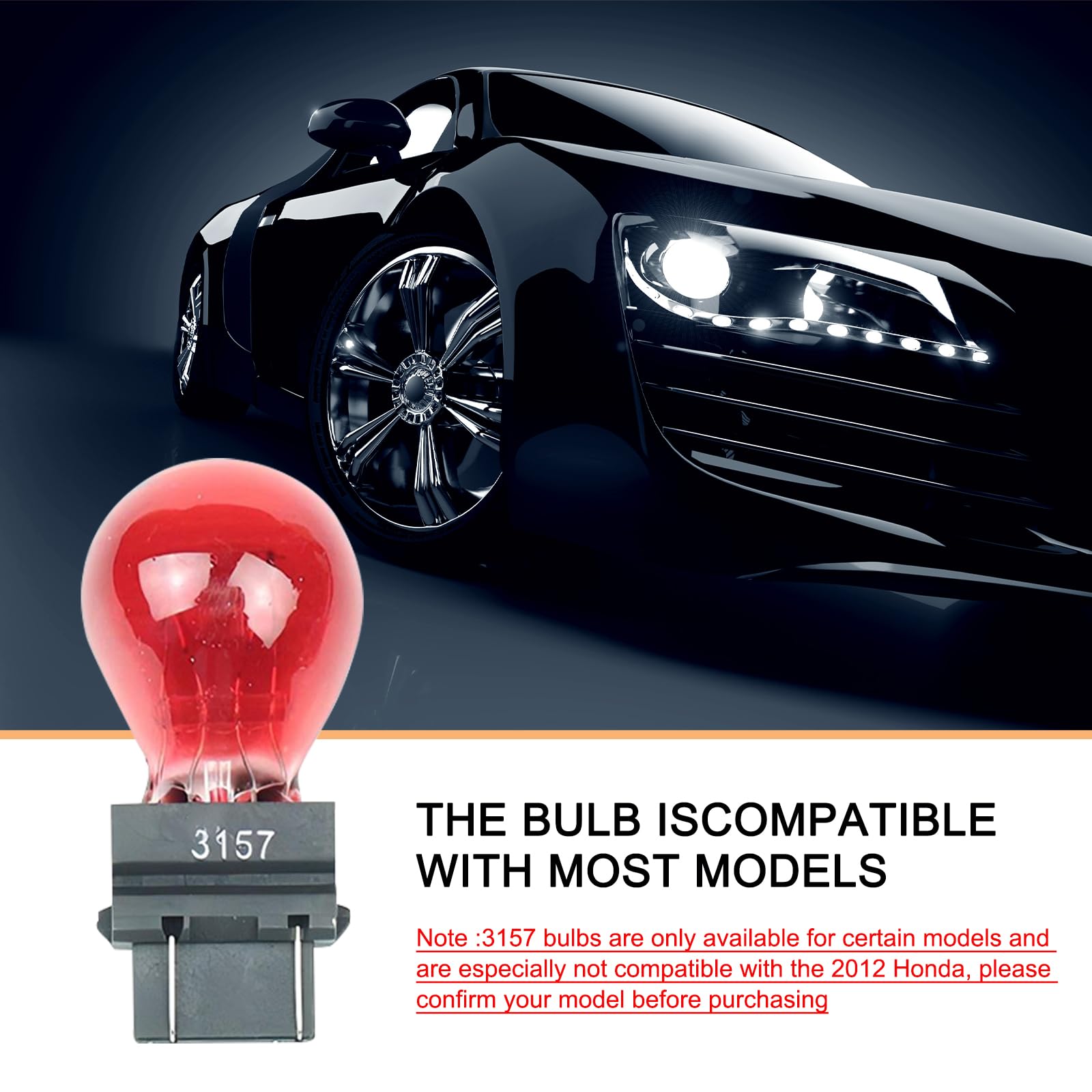 Tesnaao 10 Pack Car Instrument Light Bulb  3157 Brake Light Bulb  12 V 21/5 W Automobile Lighting Replacement Accessory  Universal For Most Cars  Trucks And Vans (Red)