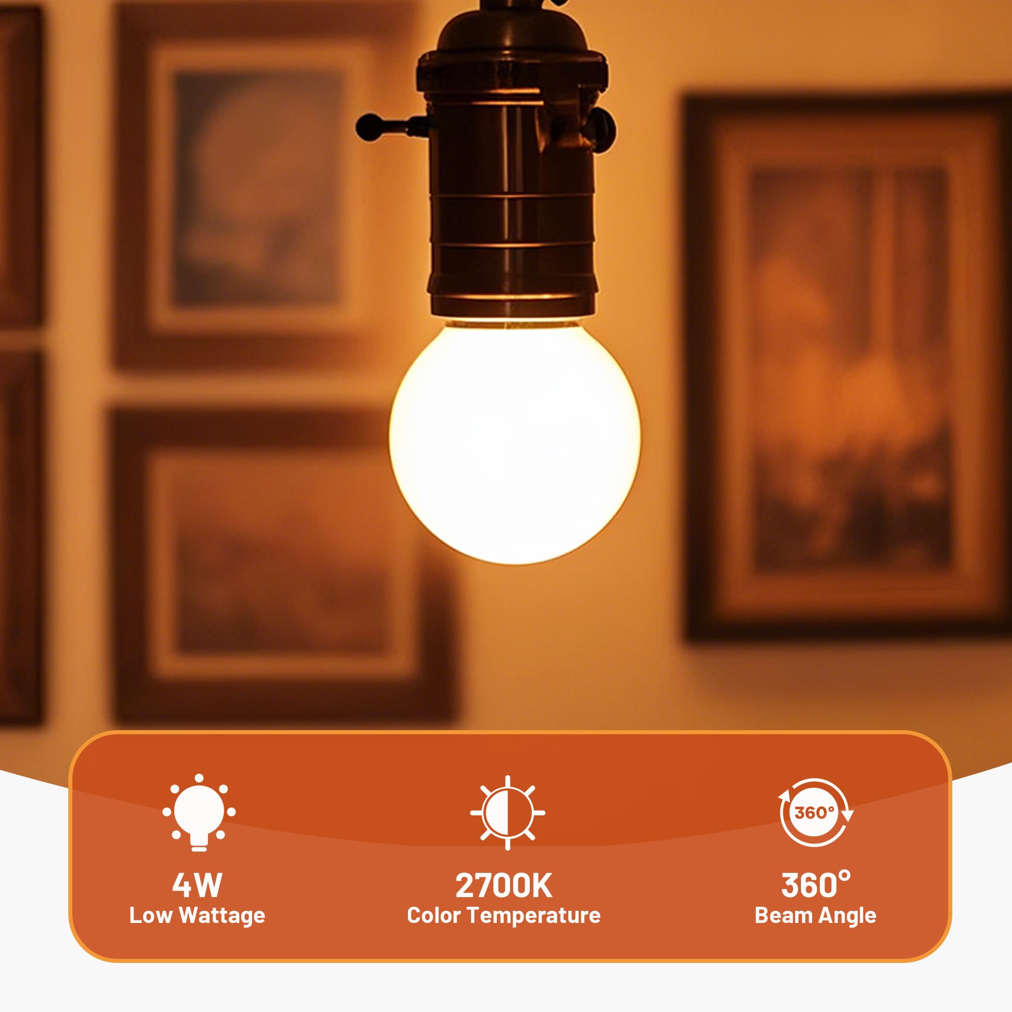 Guangyue Dimmable E26 Frosted Led Light Bulb, 40 Watt Equivalent Led Light Bulbs, G16.5 Edison Frosted Globe Light Bulbs, 485Lm