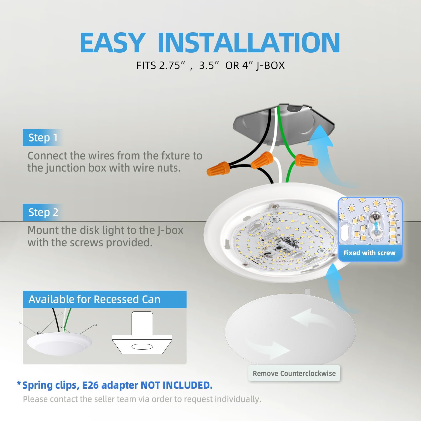 Ecoeler 6  Dimmable Led Disk Light  Flush Mount Ceiling Lights  Daylight  16.5W 4000K Cool White 1100Lm  Surface Mount Lighting Fixture Installs Into J-Box Or Recessed Can  Etl & Fcc Listed