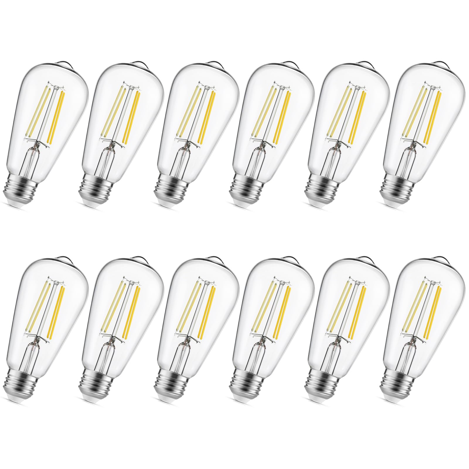 Gozelux Led Edison Light Bulbs, 12Pcs Vintage 6 Watt, Equivalent 60W Incandescent Light Bulbs, E26 Medium Base Dimmable Decorati