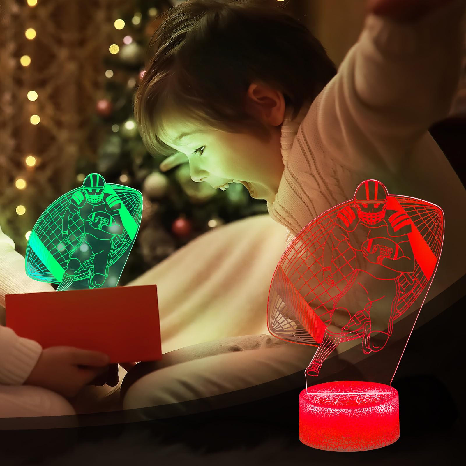 Caloogn Football 3D Night Light-With Touch And Smart Remote Control Lamp,Multiple Colors And Brightness Adjustment For Room Deco