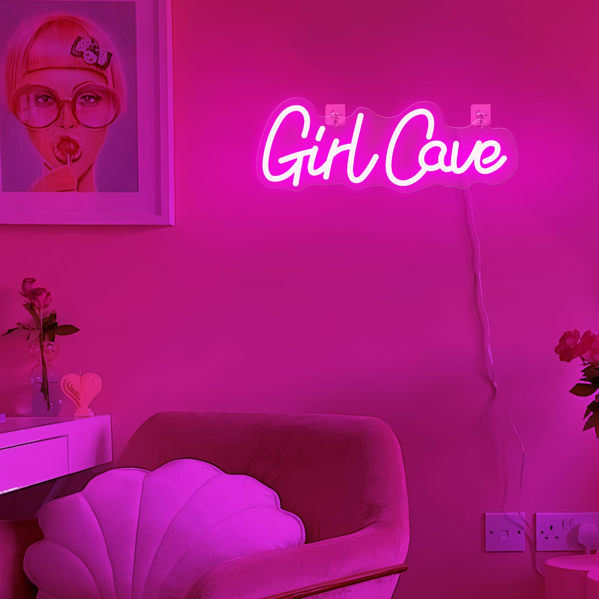 YuanDian Neon Sign, Dimmable Pink LED Wall Decor, Medium Acrylic, USB Powered