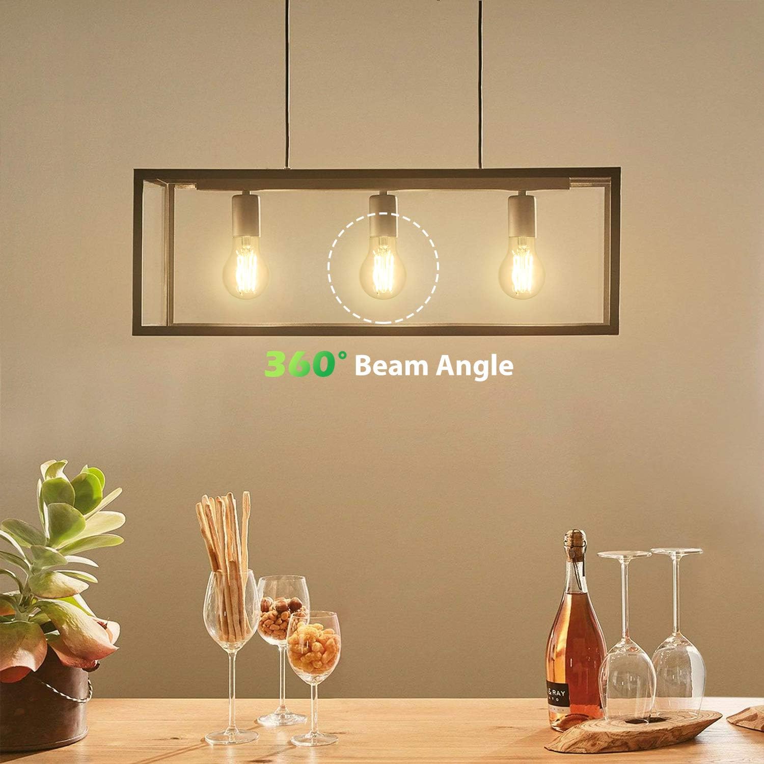 Tobusa Led A19 Dimmable Light Bulbs 100W Equivalent, Vintage E26 Edison Bulbs 8W 1200Lm, 2700K Soft Warm White, Clear Antique Le