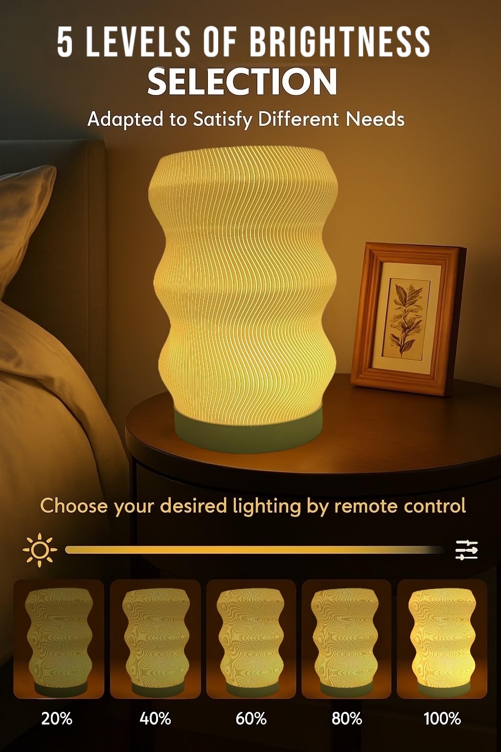 Delta Loom Wave Table Lamp - Modern LED Night Light - Eco-Friendly Plastic - White - Perfect for Bedroom, Desk, or Office