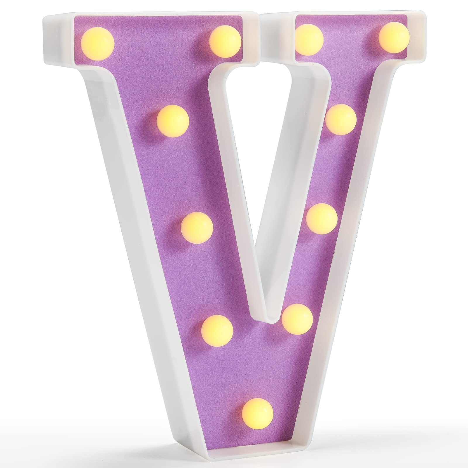 Pooqla Led Letter Lights - Purple Diy Marquee Sign With Warm White Led - Colorful Home Party Decoration