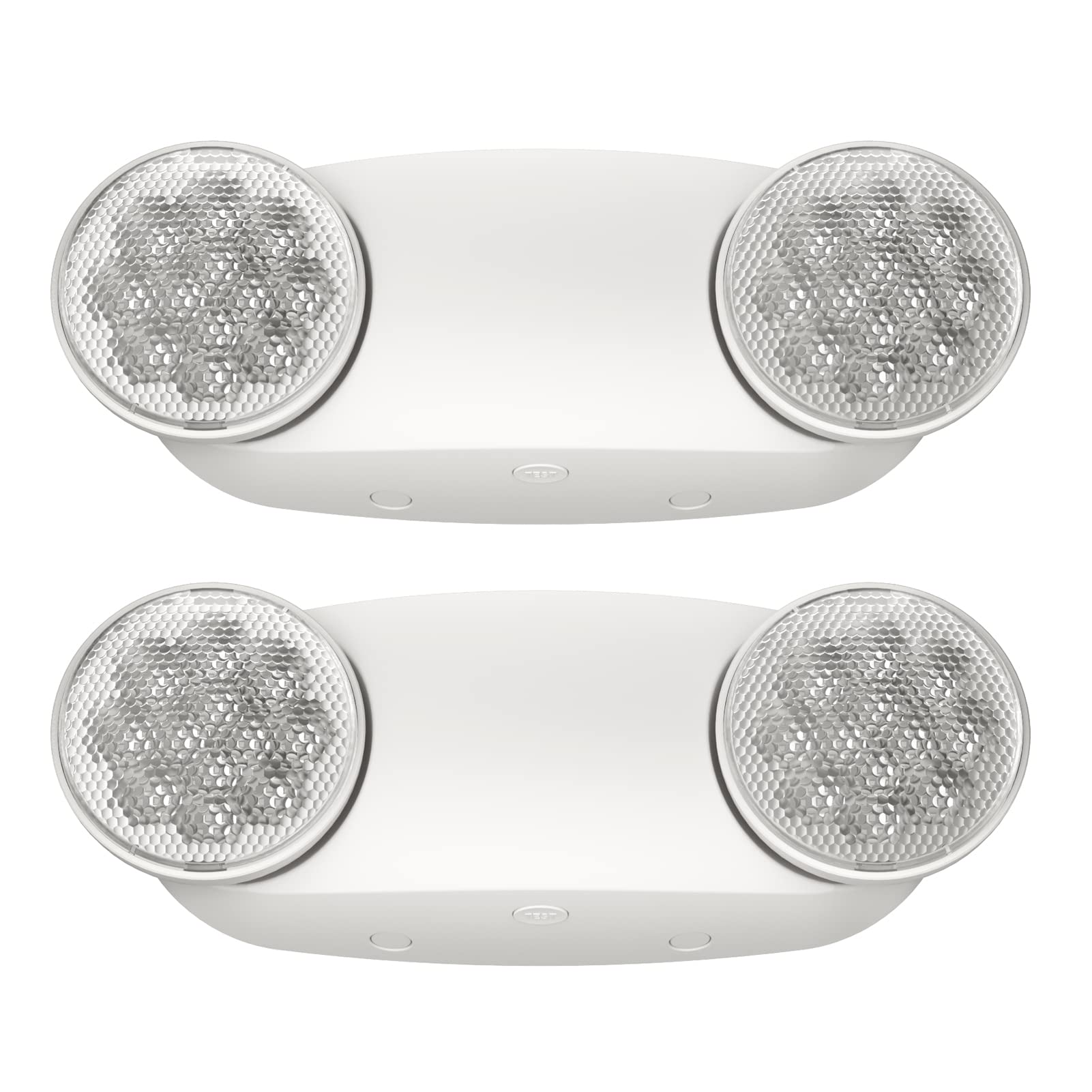 Spectsun Lighting Emergency Light 2 Pack, Wall Mount, UL 924 Certified, Battery Backup, Plastic, White, Model SPJLEU5-WT-2-N