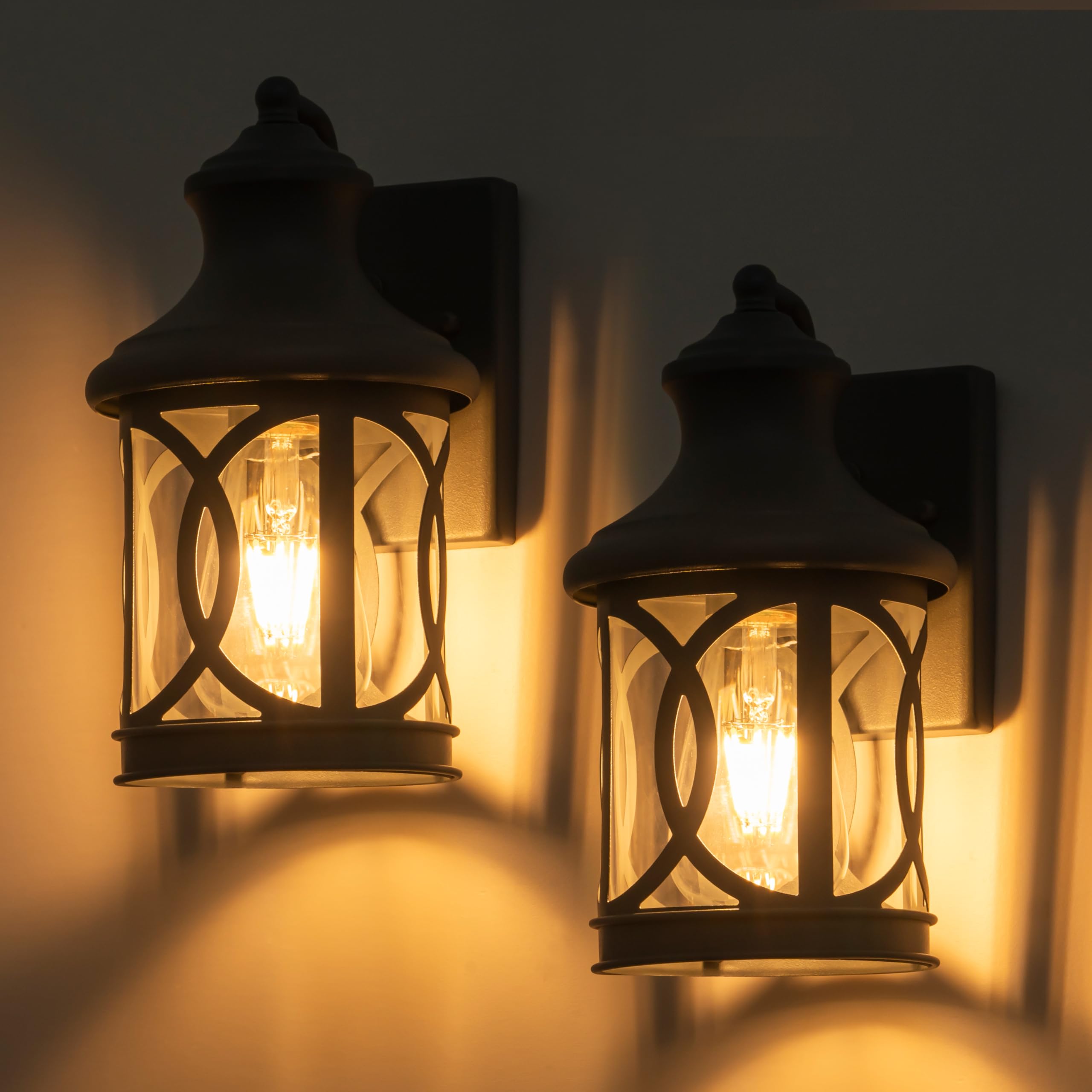 Laplusbelle Outdoor Wall Lights, Waterproof Sconce, Metal, Grey Finish, Clear Glass Shade, 12in., Model CA2309-2MWG
