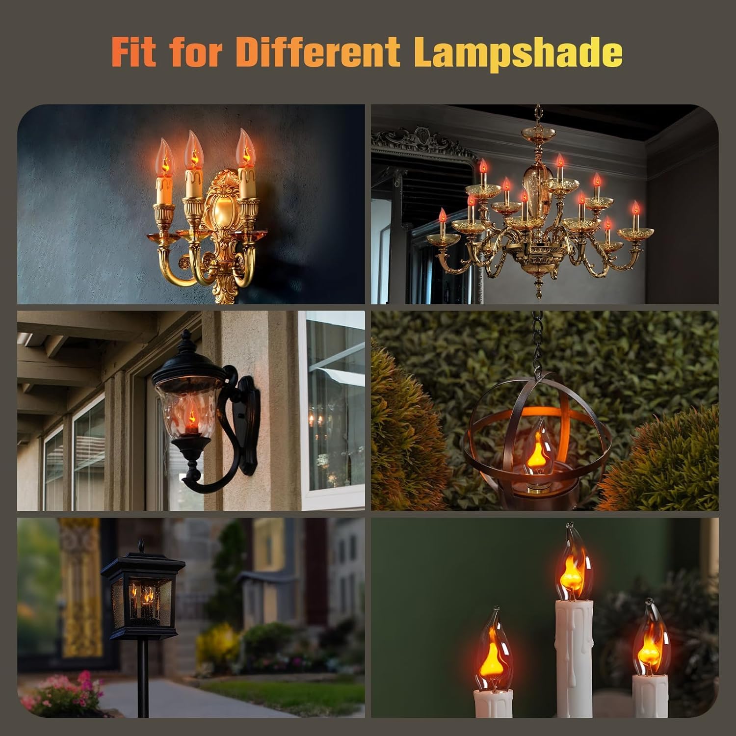 Hompavo Upgraded Flame Light Bulbs, E26 Flickering Fire Light Bulbs Flame Candle For Halloween Christmas Party Patio Porch Home