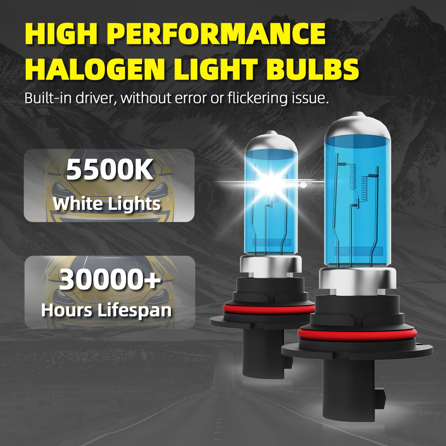 DMEPUGI Headlight Bulbs Fit For Dodge Ram 1994-2007, 9007 High Low Dual Beam Combo, Super Bright 5500K White Light High Performa