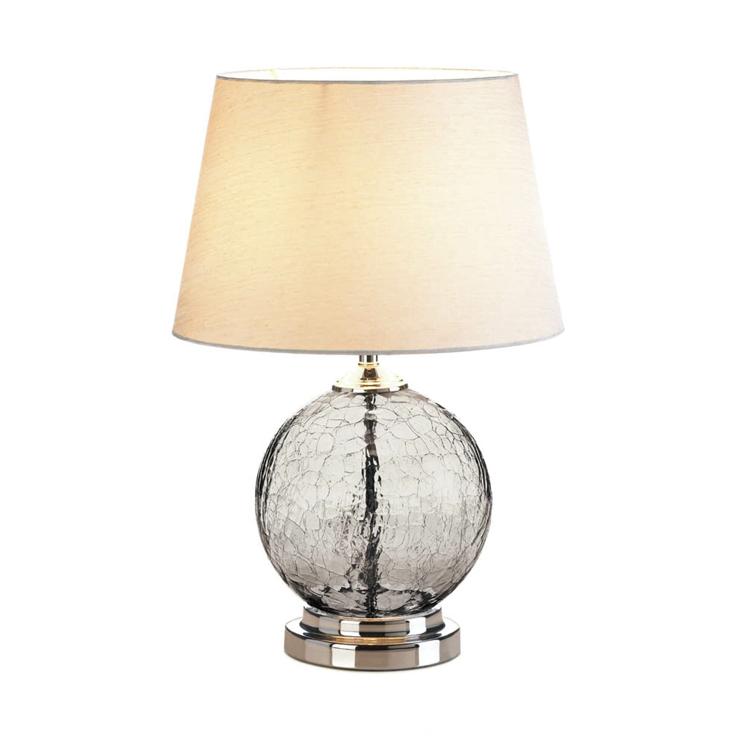 Zings & Thingz 10018358 Gray Sphere Grey Cracked Glass Table Lamp, 12.8&quot; X 12.8&quot; X 19.2&quot;, White