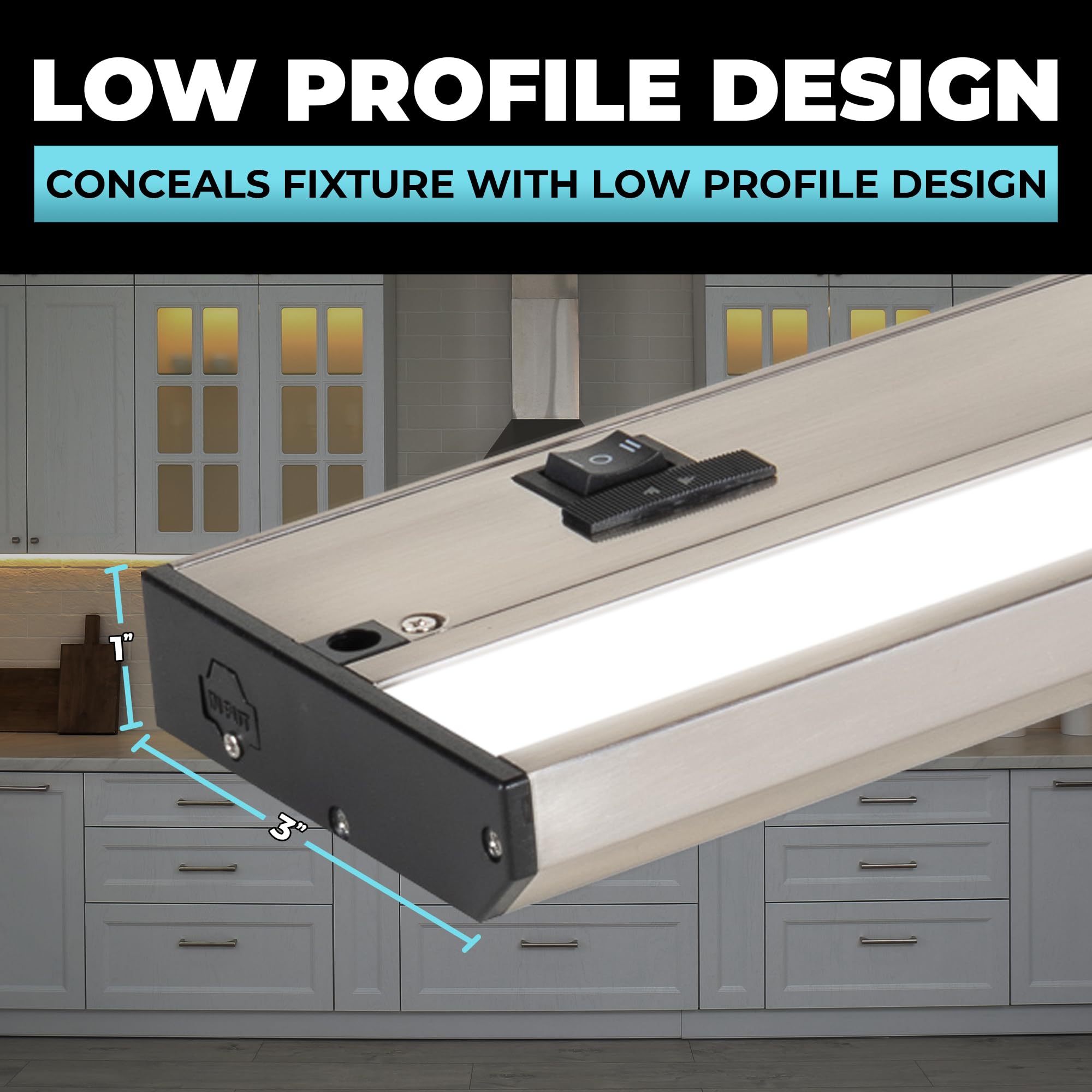 Led Under Cabinet Lighting Hardwired - Linkable Undercabinet Lights For Kitchen - 3Cct 9 Inch Satin Finish - Undercounter Dimmable Plug In Light Or Hard Wired - Under Counter Fixture Direct Wire