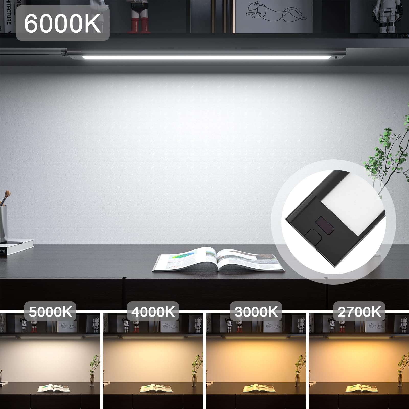 WOBANE LED Under Cabinet Lighting, Dimmable, 800LM, 16.5 inch, Black, Model CS4-42