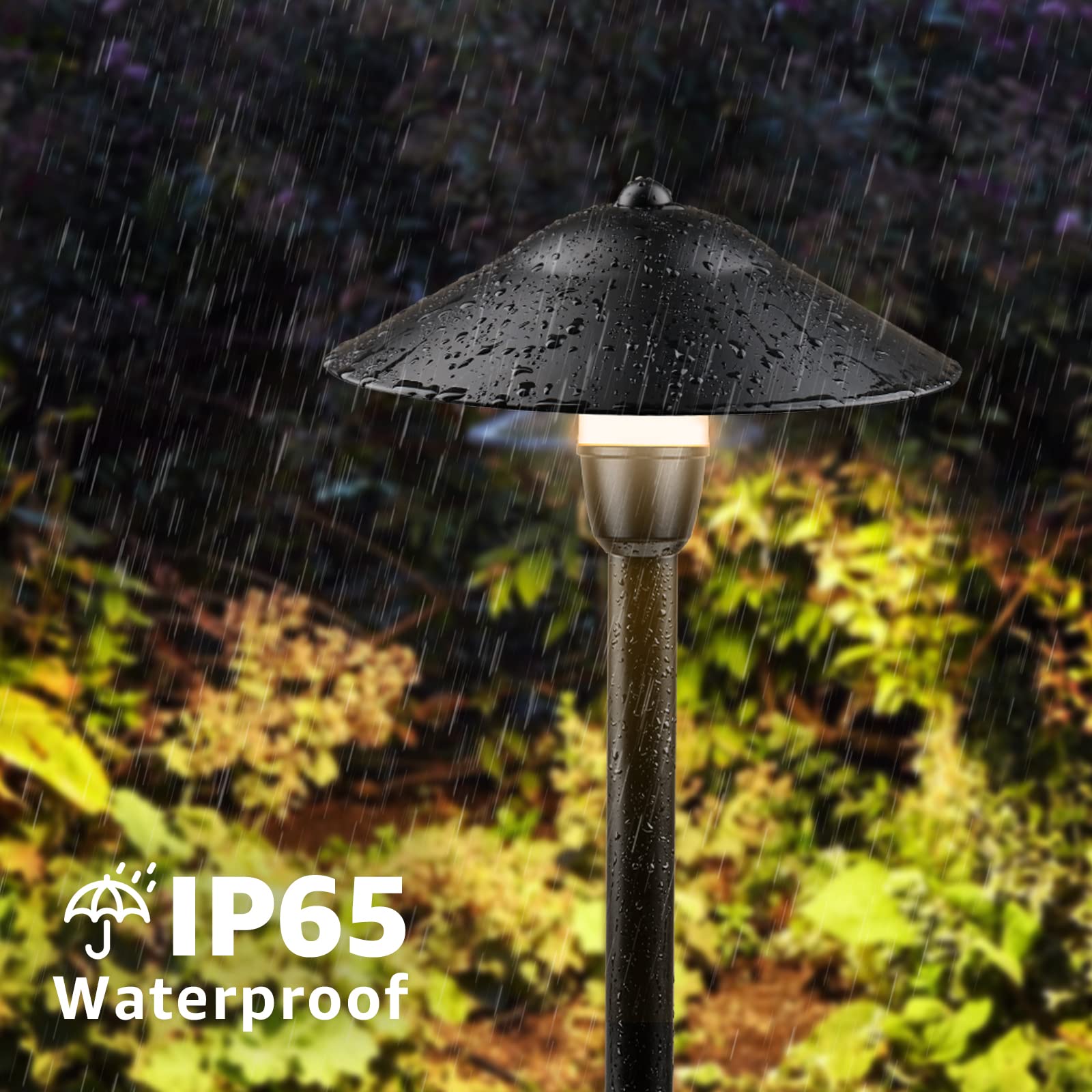SUNVIE Low Voltage Pathway Lights, 3W LED, 3000K, Cast-Aluminum, Waterproof, Black, 4 Pack