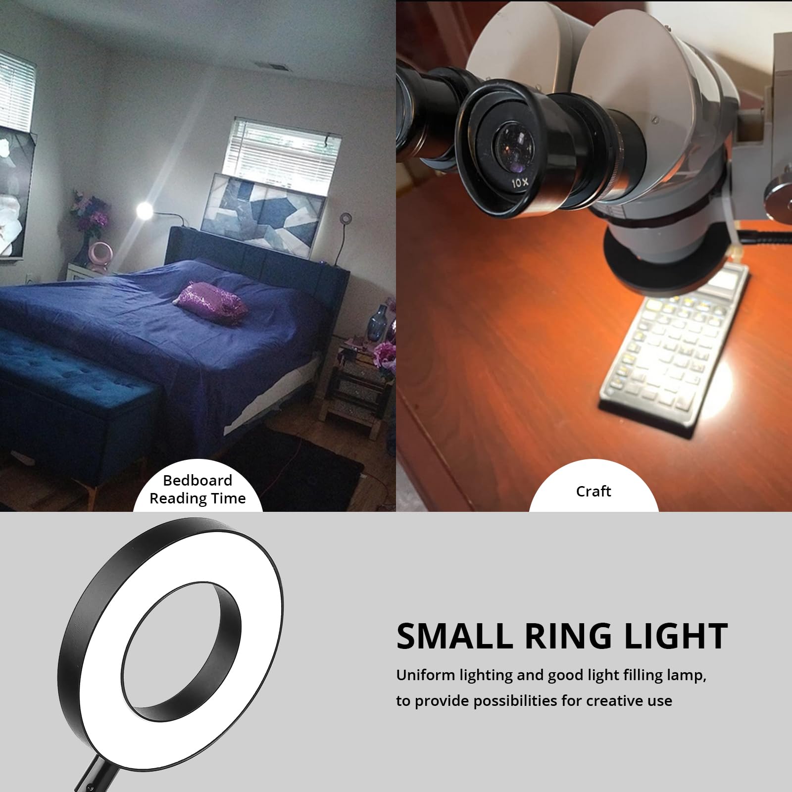 Woputne Desk Clip-on Lamp, 10 Dimmable Brightness Modes, 5V 2A Adapter, Black, 2 Packs, Model HL-TJ8010A