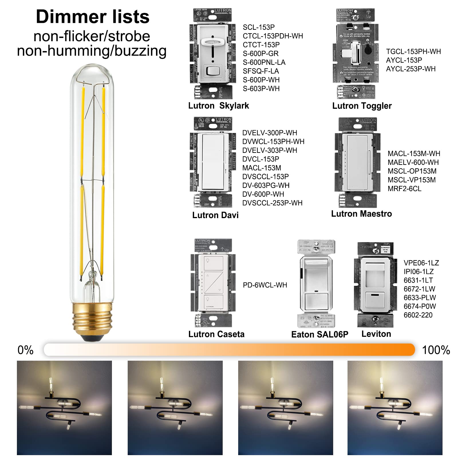 Litehistory T10 Led Bulb 6W Equal E26 Led Bulb 60 Watt Dimmable Neutral White 4000K E26 Edison Bulb Ac120V 600Lm Tubular Light Bulb T9 For Rustic Pendant,Island,Chandeliers,Wall Sconces Pack Of 6