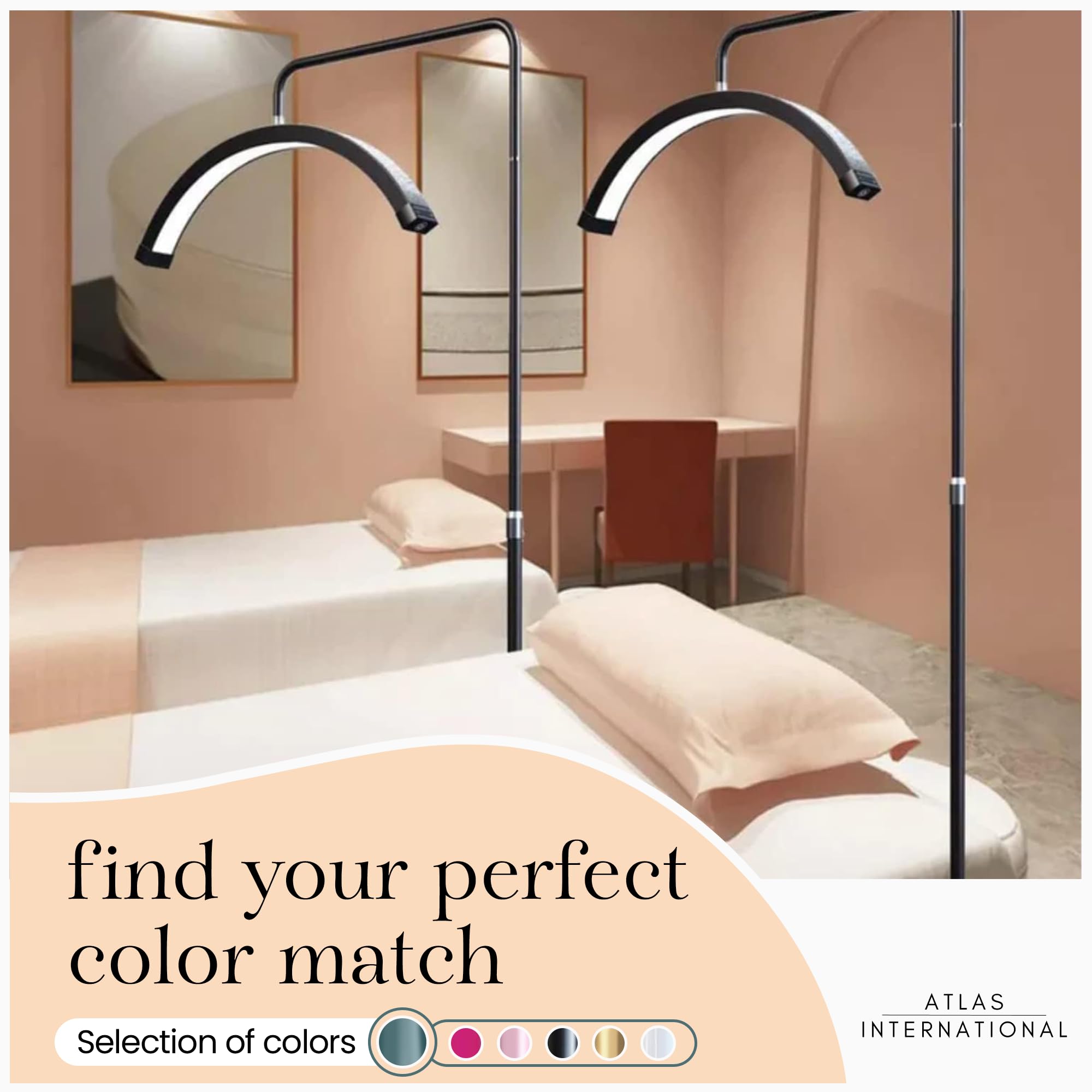 Atlas View Bling Eyelash Led Moon Light - Dimmable Diamond Lamp For Estheticians  Pmu & Nail Techs - Led Floor Lamp Adjustable Height  Touch Control & Stable Base (Emerald Green)