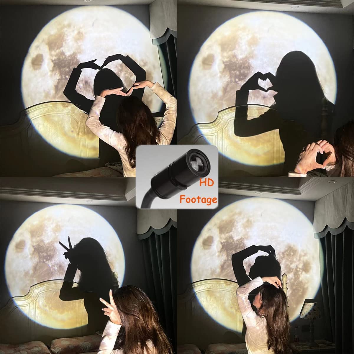 Bodlyl Non-Fade Moon Projector Night Light  Usb Powered Moon Lamp Romantic Atmosphere Night Light Projector For Bedroomr  Gift For Kids Moon Lover Couples Selfie Wall Ceiling Decor With 3 Colors