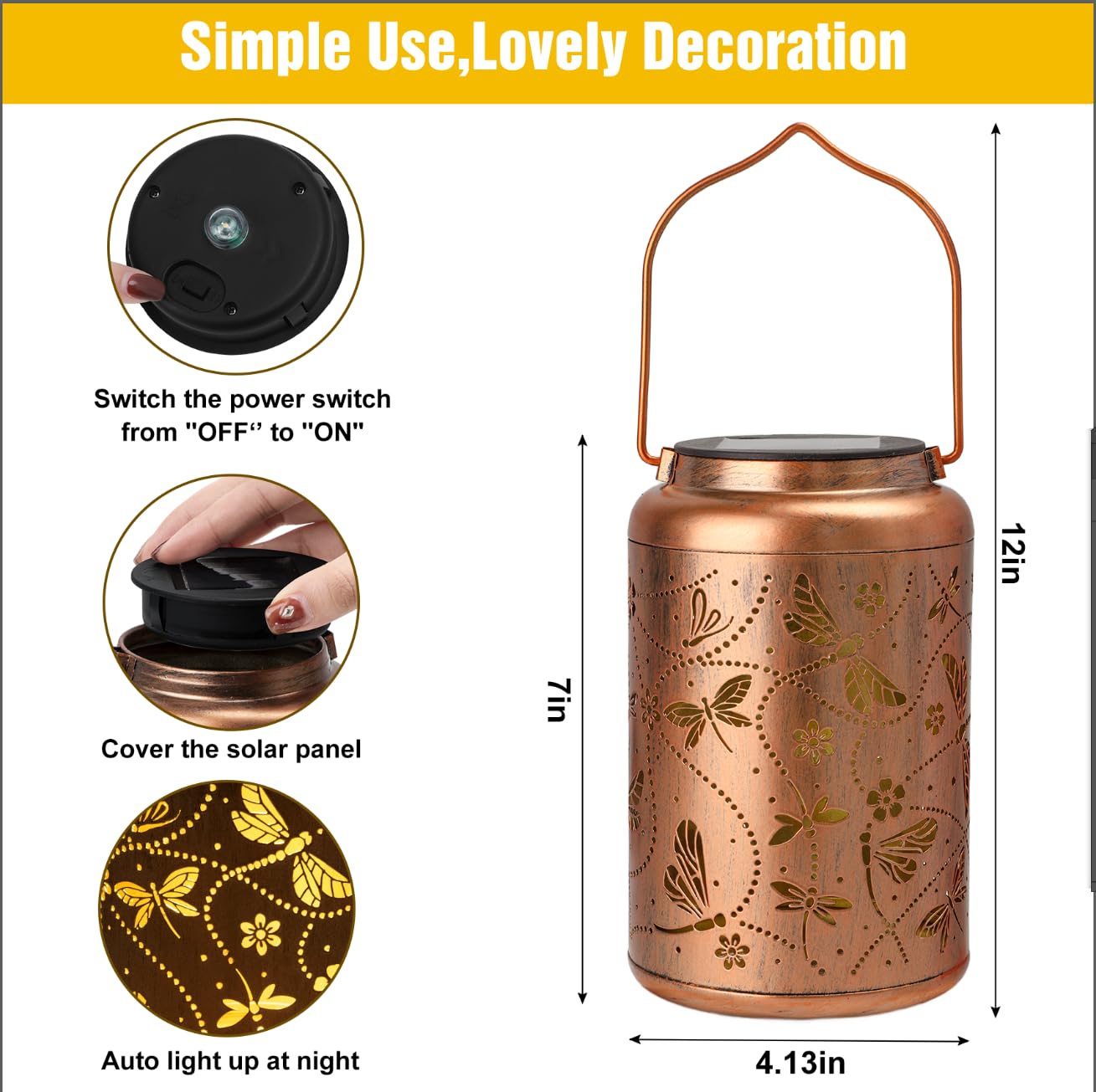Christmas Gifts For Woman  2 Packs Dragonfly Solar Lanterns Outdoor Waterproof Dragonfly Gifts  Metal Hanging Lanterns For Patio Porch Garden Decor