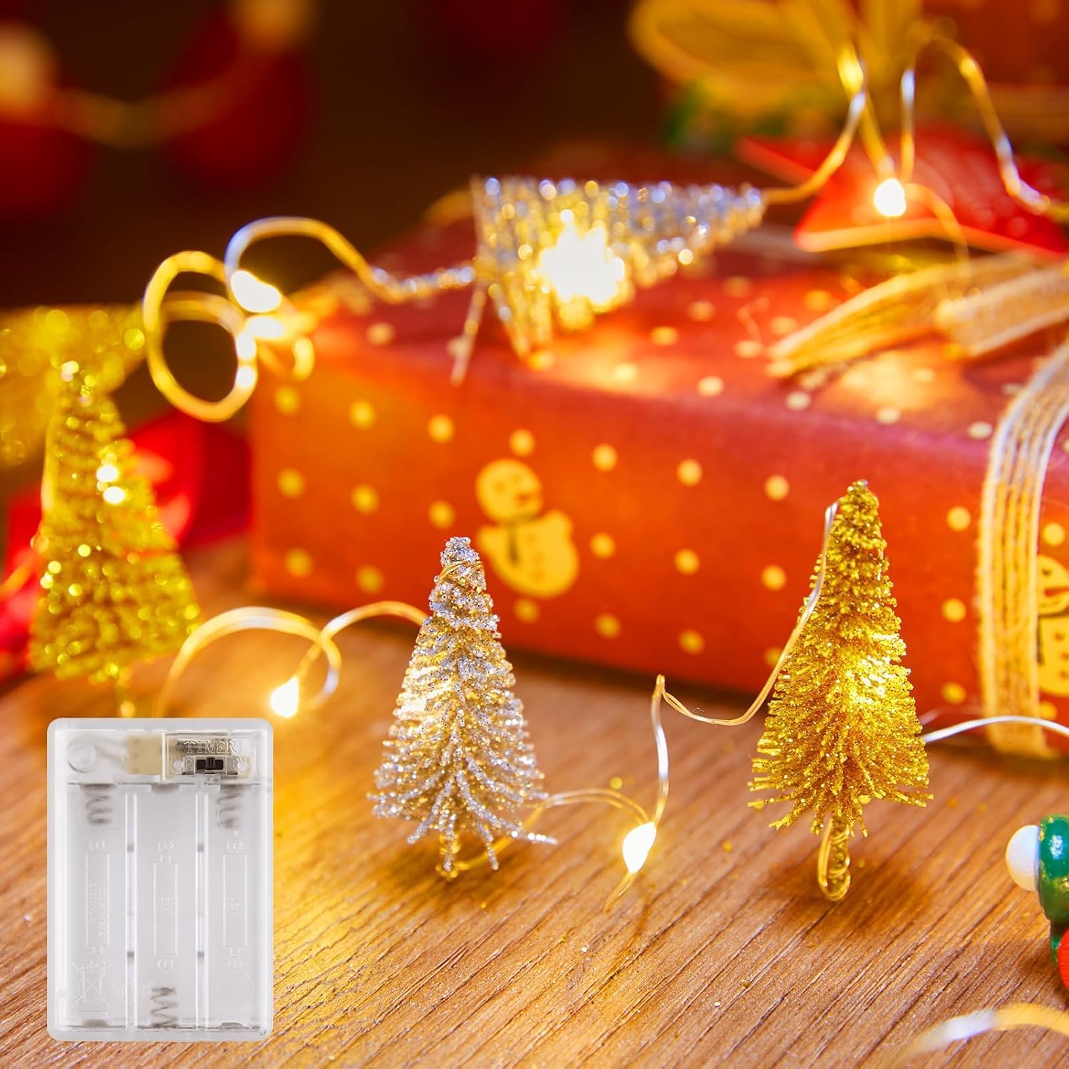 Fairy Lights Battery Operated with Christmas Tree, 6.5 FT 20 LED String Lights with Timer, Waterproof Warm White Fairy Lights fo