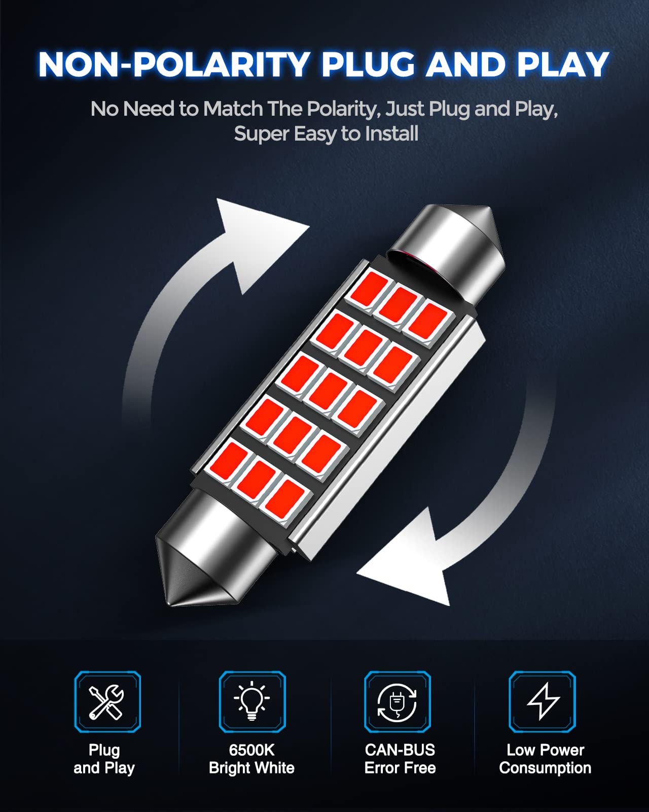 Marsauto 578 Led Bulbs 211-2 212-2 C5W Festoon Red 2835 Chipsets For Interior Dome Map Door Lights Bulbs, 41Mm 42Mm 569 6411 645