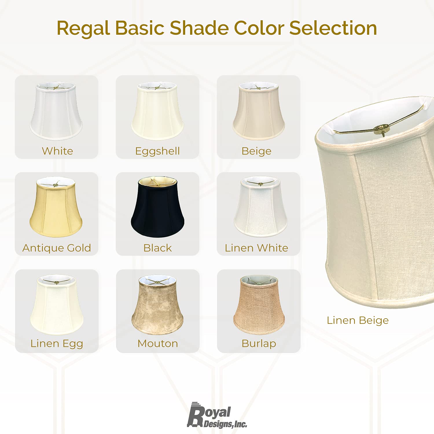 Royal Designs Modified Bell Lamp Shade, Metal, Beige, 11 x 18 x 13.5, Model BS-708-18BG
