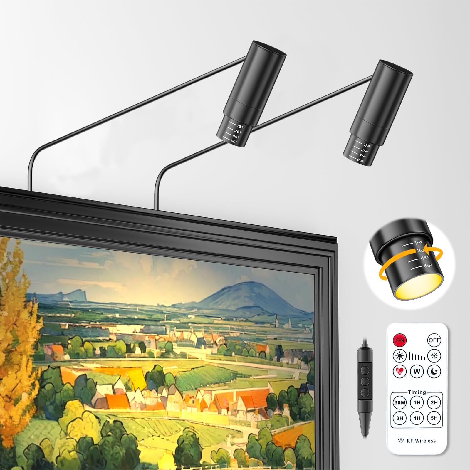 ZOOPEEN LED Picture Light Spotlight, 3000K, Remote Control, 2 Pack, Black, Model WLPL-B2, Aluminum