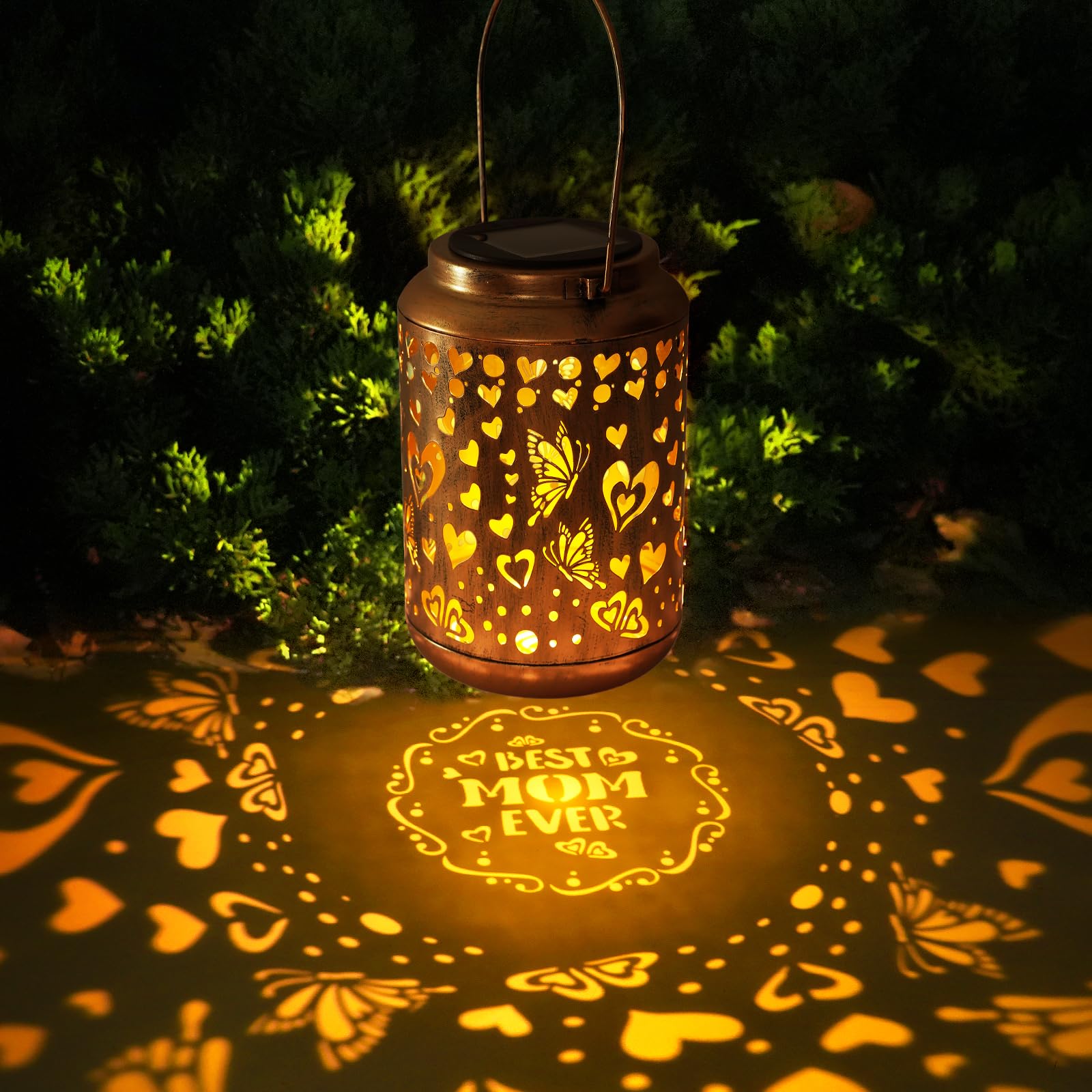 Solar Lanterns Outdoor  Love Mom Lantern Garden Decor Waterproof Decor Light Hanging Solar Lights Yard Decor  Christmas Gifts  Gifts For Women  Gifts For Mom  Gifts For Grandma