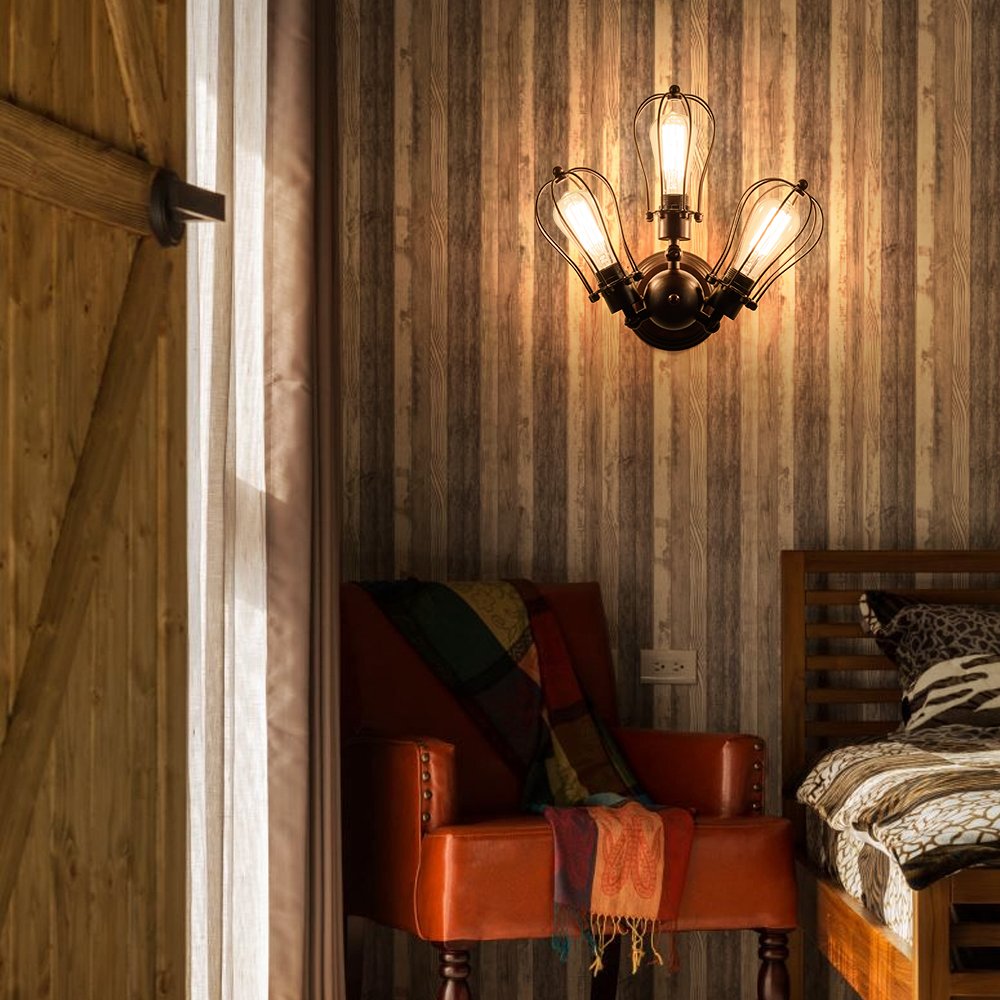 Luling Vintage Ceiling Light Industrial, Chandeliers Adjustable Socket Metal Wire Cage Lamp Semi-Flush Mount Rustic Ceiling Ligh