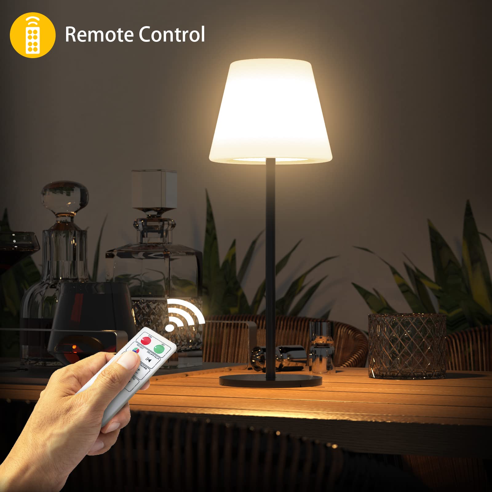 Gewiny Battery Operated Outdoor Table Lamp, Waterproof Dimmable Led For Patio, Garden, Camping