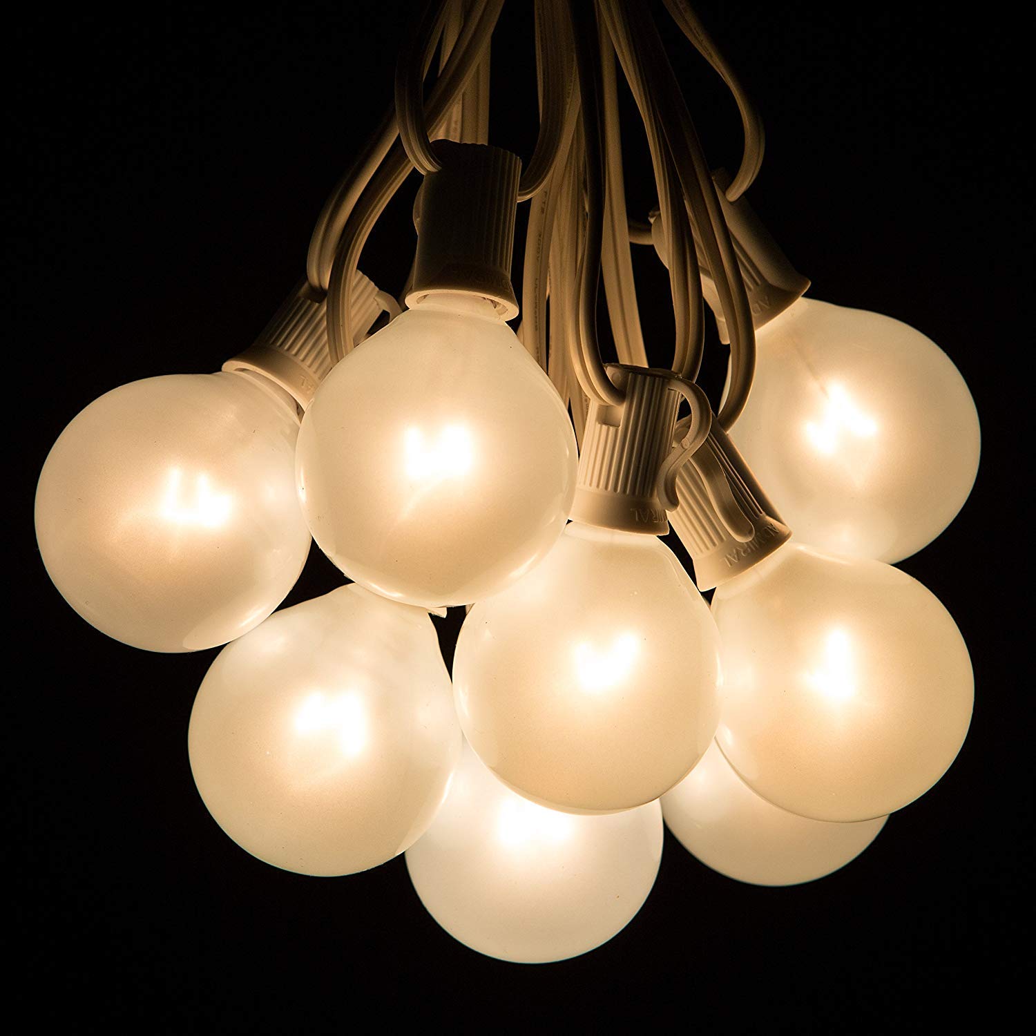 GOOTHY 25FT Outdoor String Lights, G40 Frosted White Globe, 27 Warm White Bulbs, UL Listed for Patio, Garden, Wedding, Christmas Decor