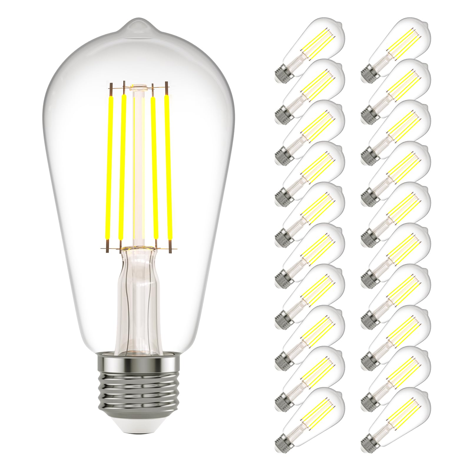 Kawaya E26 Led Edison Bulbs: 6W Equivalent 60 Watt Dimmable Led Light Bulbs - Warm Lights 2700K 800 Lumens High Brightness Filam