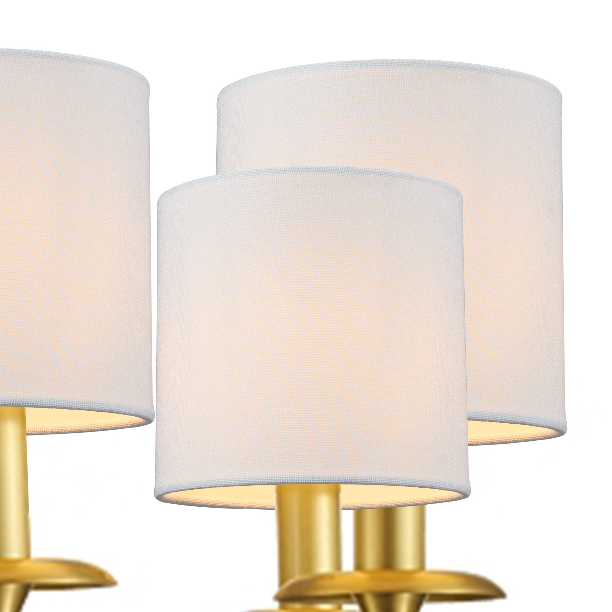 Lampwell Clip-on Chandelier Fabric Lamp Shades Set of 6, Small Drum 5.2"x5.2"x5.2", Handmade White, Model 21925