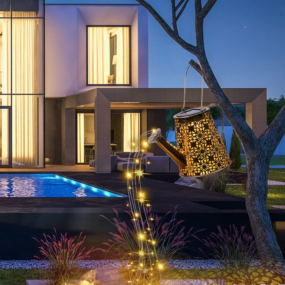 B-Best Solar Lights Outdoor Garden Decorations,Watering Can Landscape Light Large Hanging Lantern ,Outside Waterproof Patio Deco