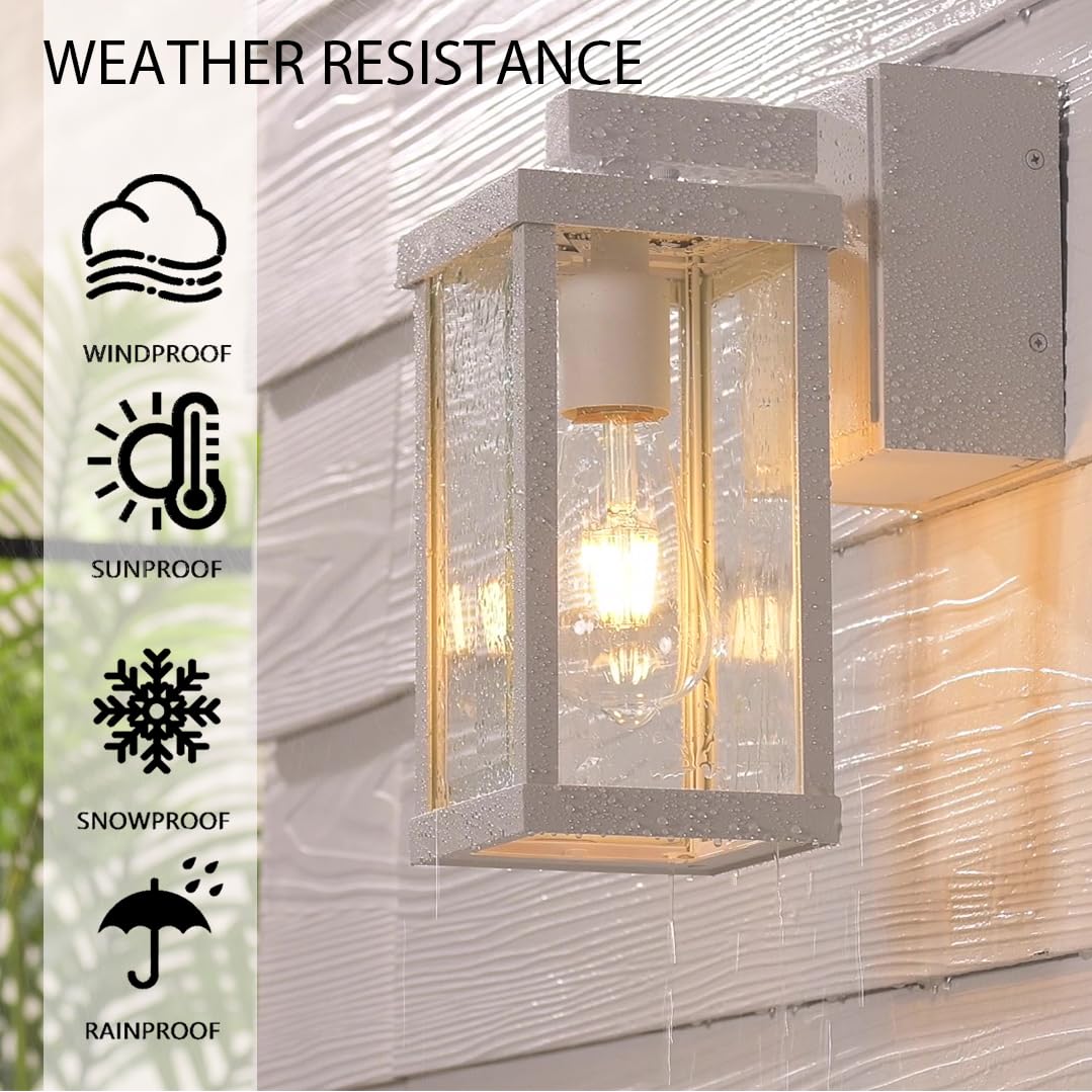 JOKAONOTL Dusk to Dawn Porch Lights, Waterproof Outdoor Wall Fixtures, Aluminum, 2 Pack, White, Model 2-SOT6W
