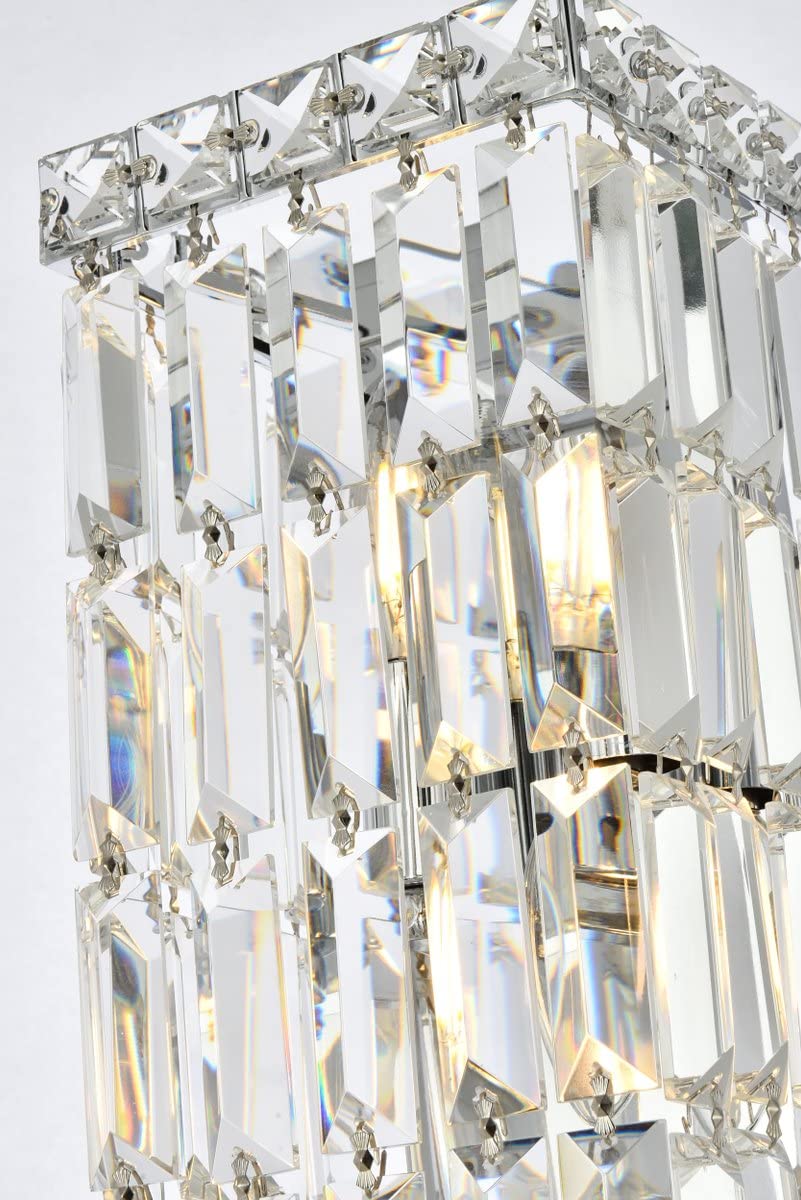 Elegant Lighting 2032W6C/RC 2-Light Crystal Wall Sconce, Chrome Finish, Clear Crystals, 4inL x 6inW x 12inH