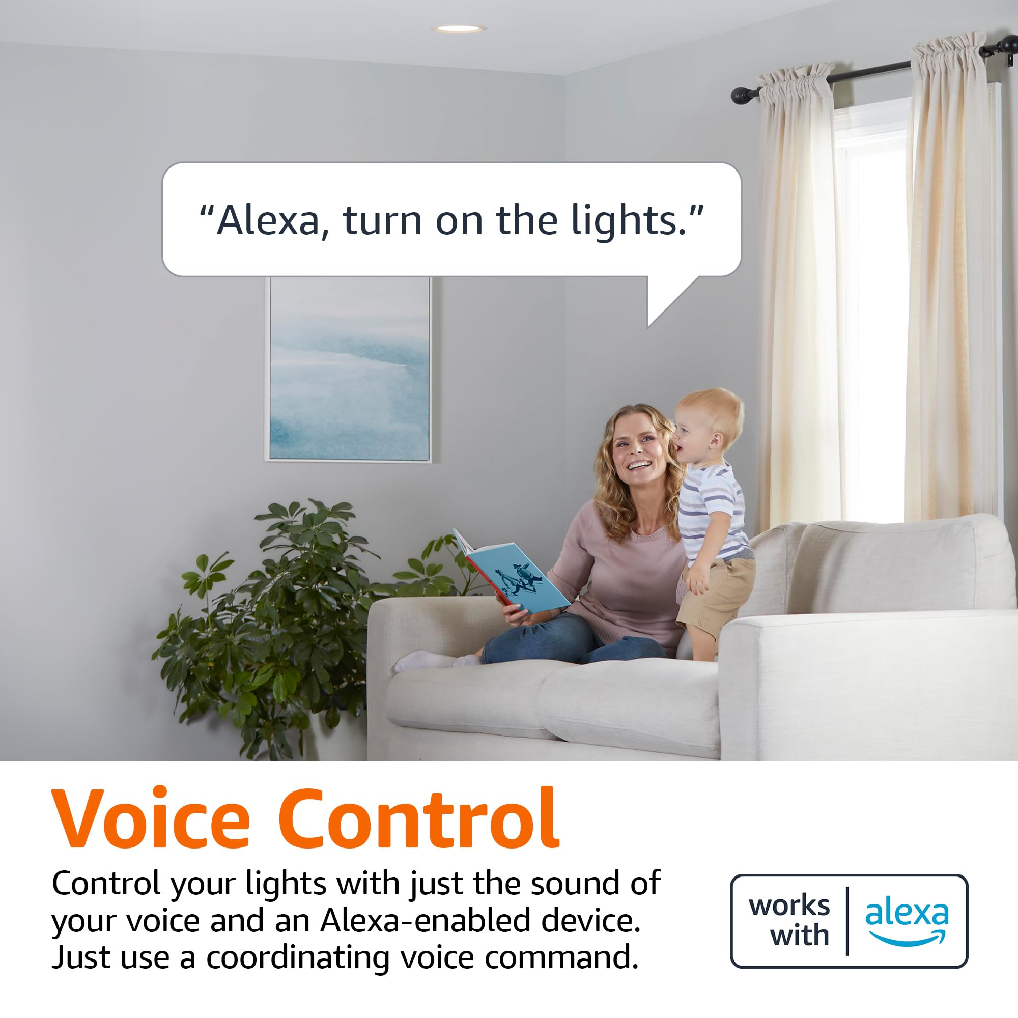 Amazon Basics Smart BR30 LED Bulb, Color Changing, 9W, 800LM, Works with Alexa, 1 Pack, Multicolor