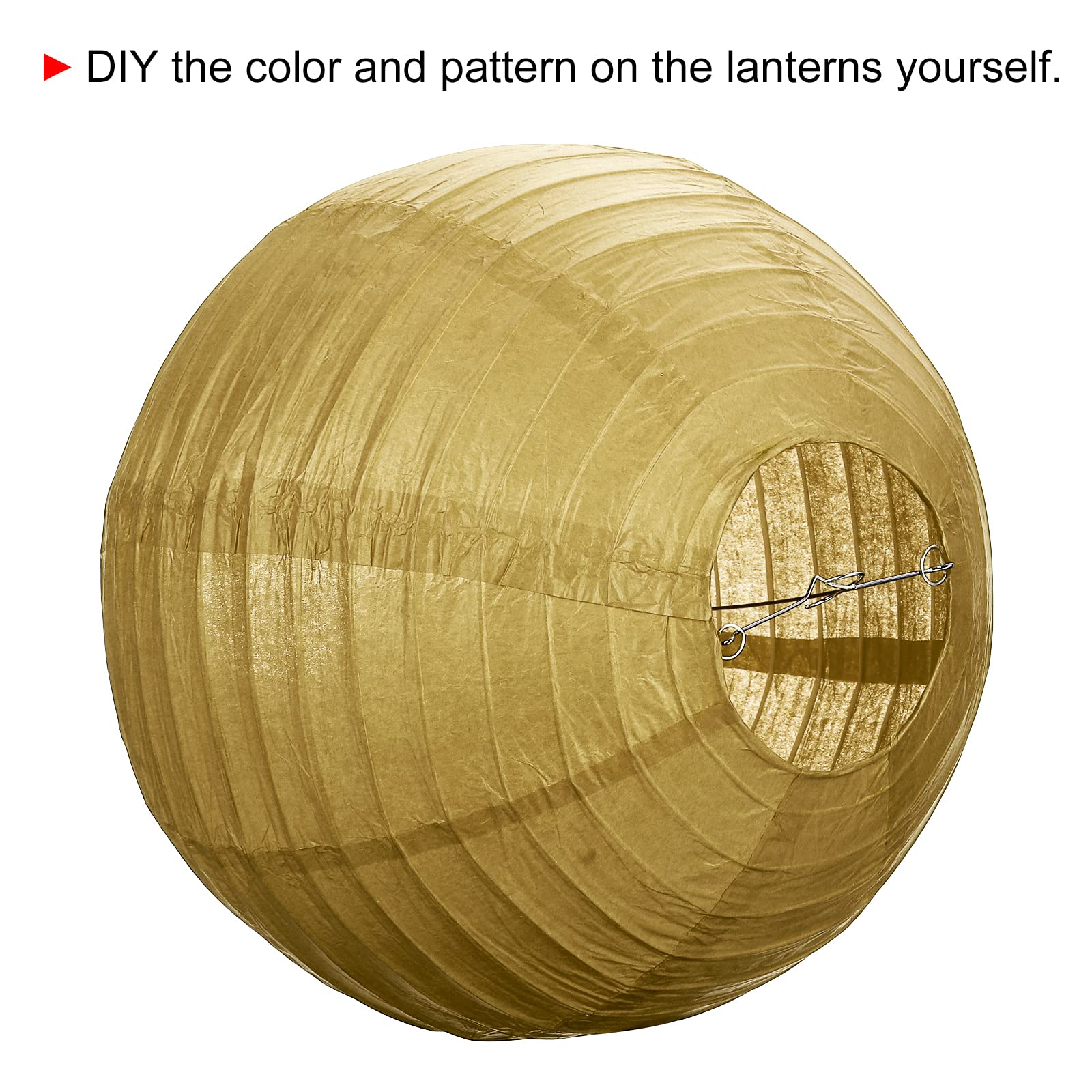 Patikil 12 Inch Paper Lanterns, 6 Pack Round Folding Hanging Lamp Shade For Wedding Home Party Festival Celebration, Gold