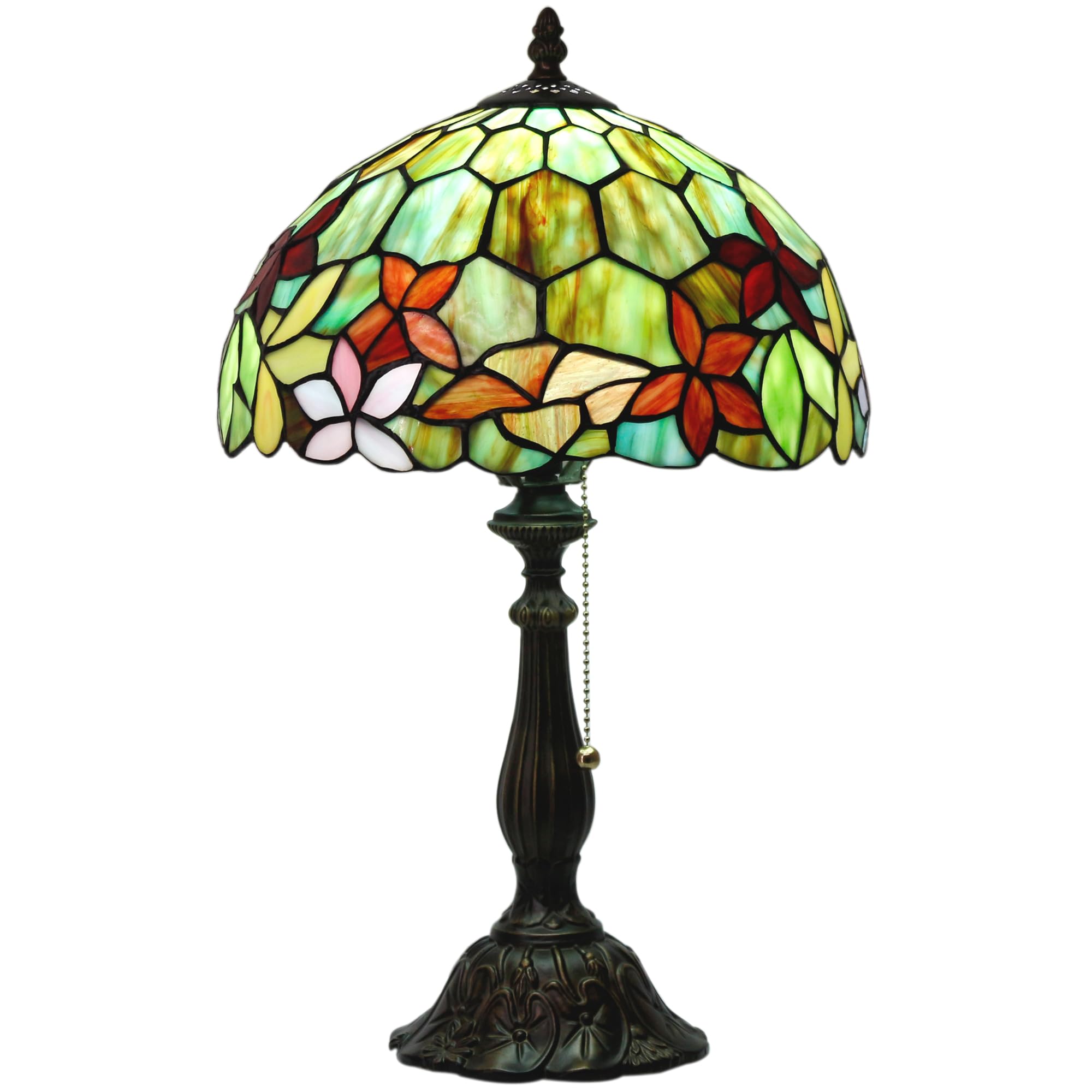 Zjart Tiffany Table Lamp Stained Glass Lamp 12X12X19 Inch Antique Reading Light (Blue Jewelry Baroque)