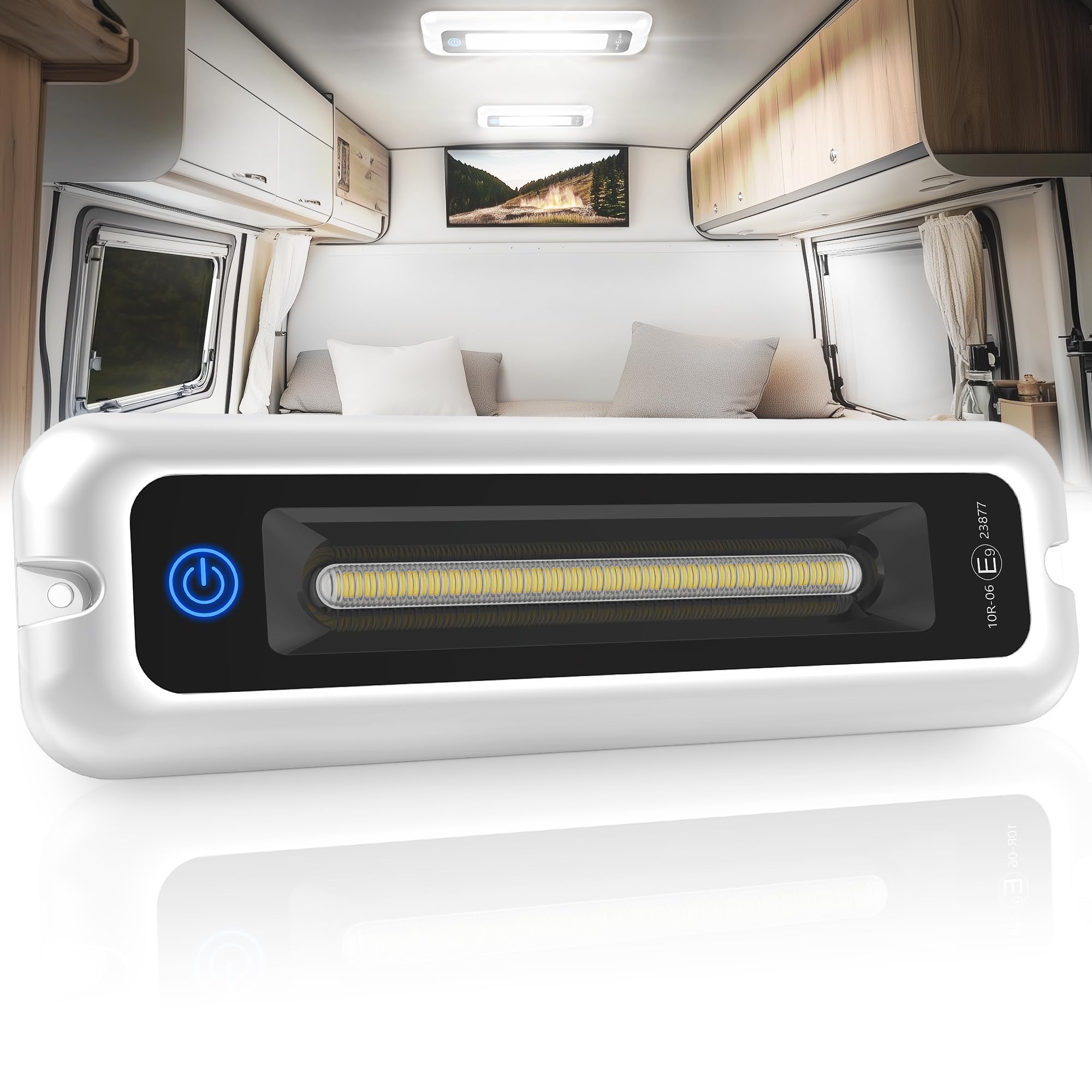 MICTUNING 8 Inch LED RV Porch Light, Touch Screen, Waterproof Aluminum, Indoor Use, 6000K White, 1 Pack