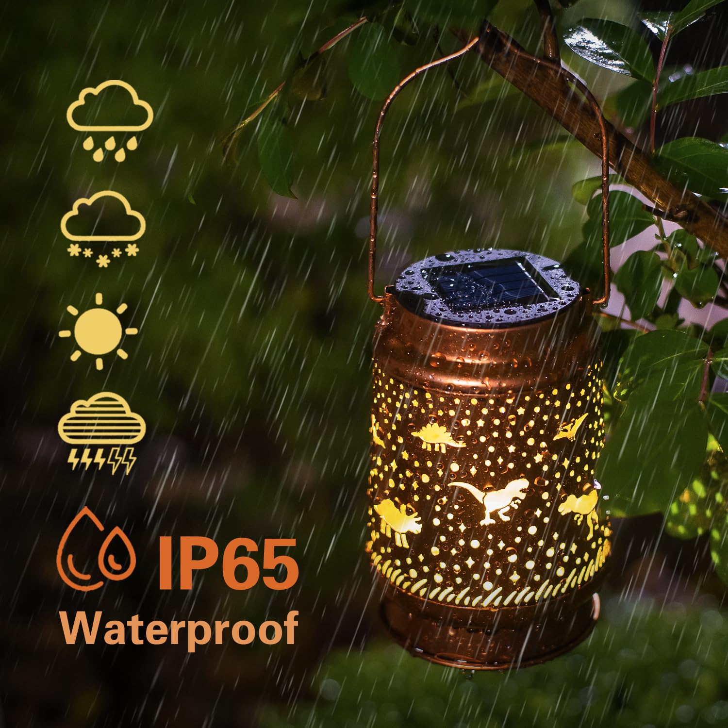 Dinosaur Solar Lanterns Outdoor Waterproof Hanging Solar Lights Dinosaur Gifts For Women Men Metal Decorative Led Dinosaur Lanterns For Garden Decor,Yard,Patio,Lawn,Tabletop,Pathway,Landscape